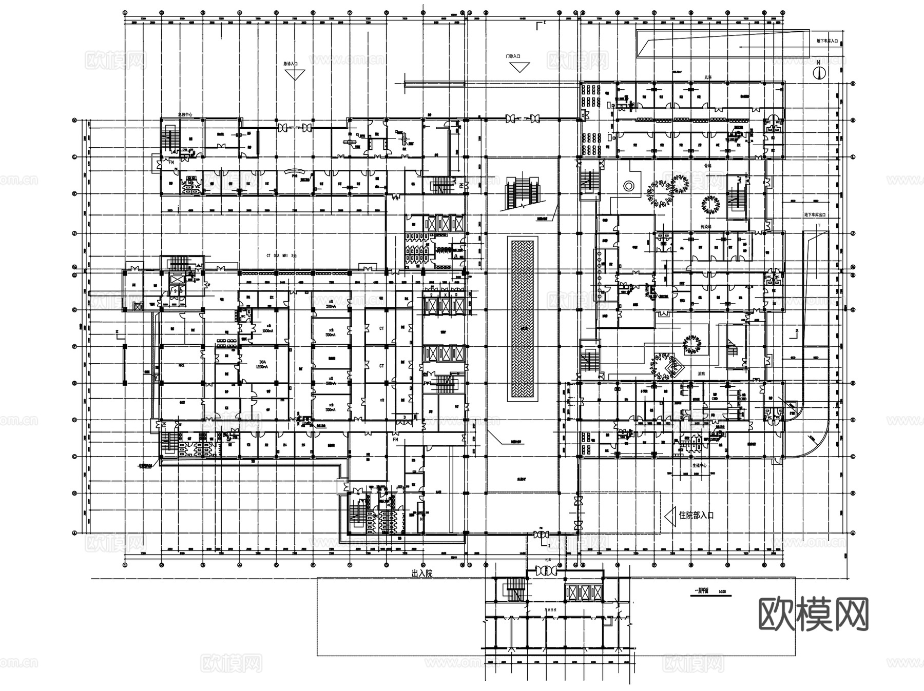 北京平煤集团总医院建筑CAD施工图全套cad施工图