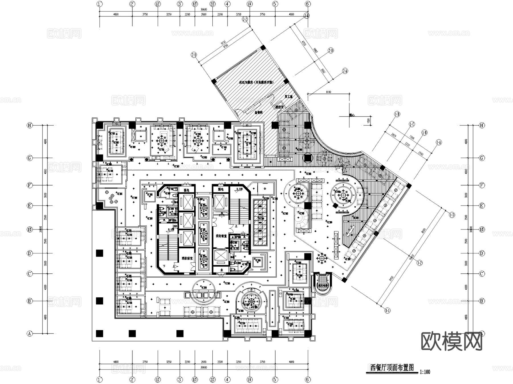 重庆欧式西餐厅室内工装CAD施工图整套cad施工图