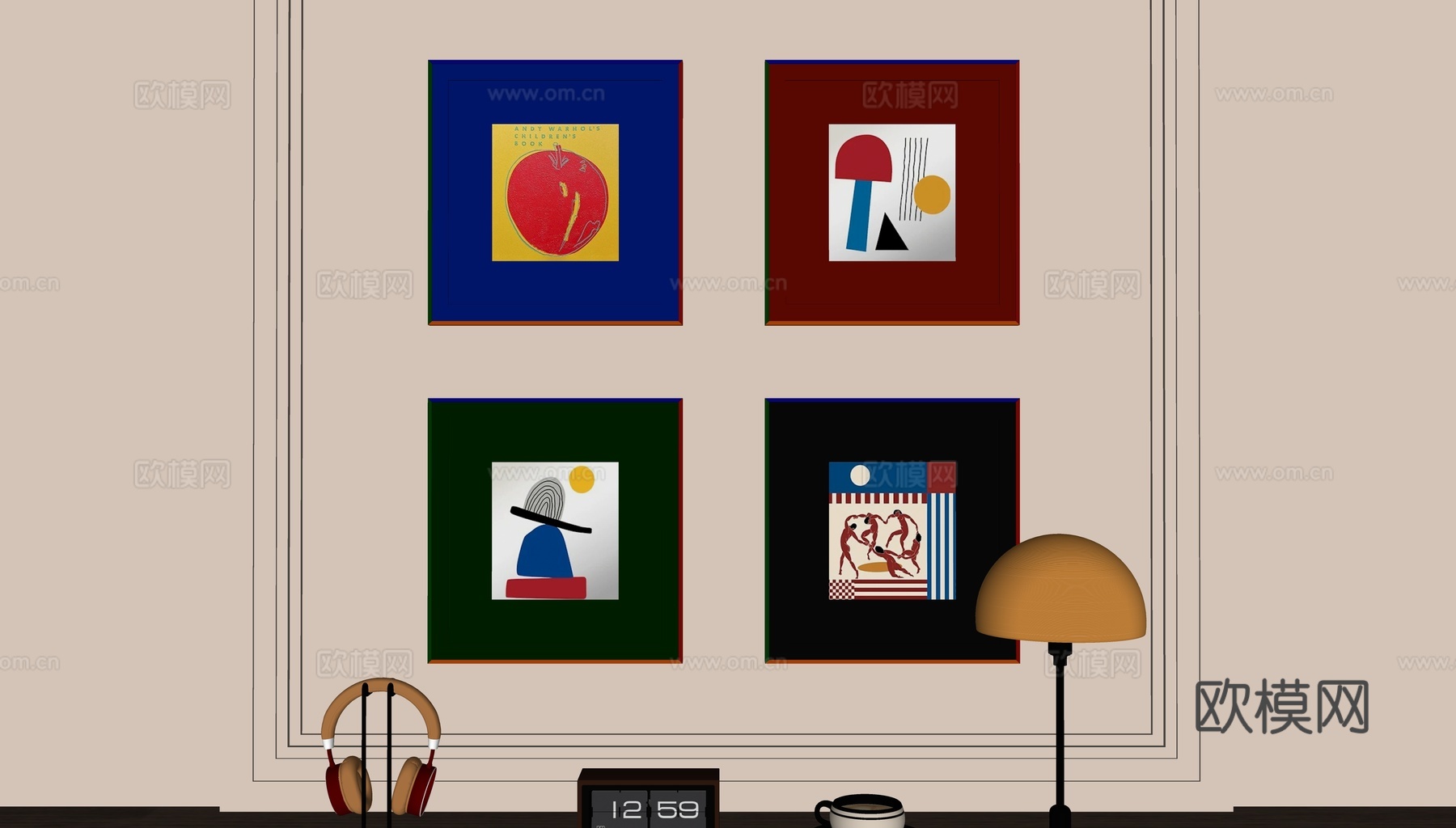 现代多巴胺装饰画su模型