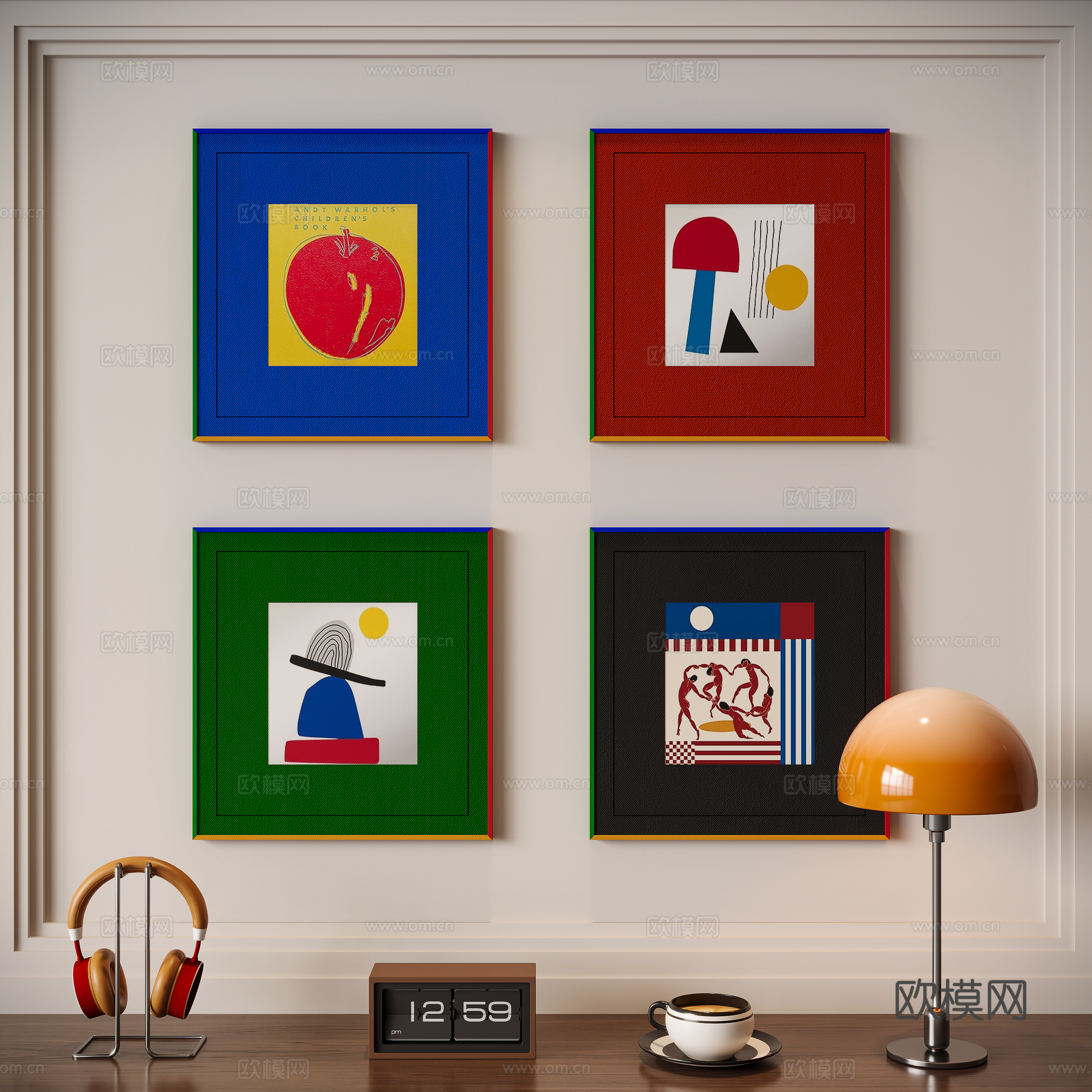 现代多巴胺装饰画su模型