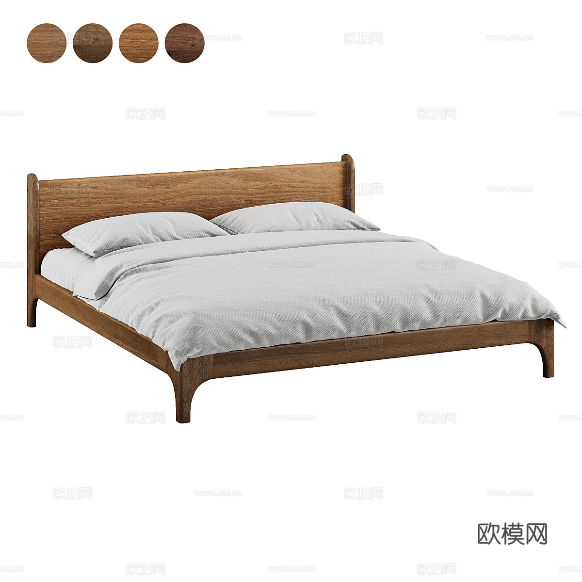 北欧简约双人床 双人床 简约床 卧室床 抱枕 床垫3d模型下载