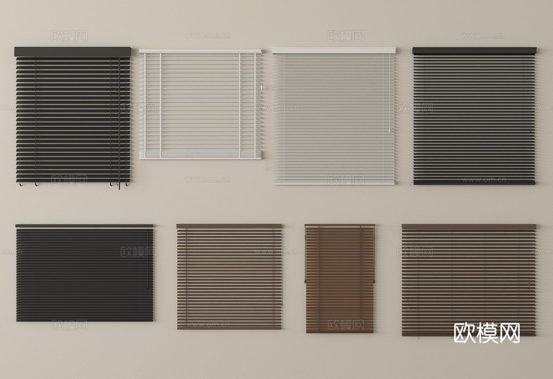现代百叶帘 卷帘 窗帘su模型