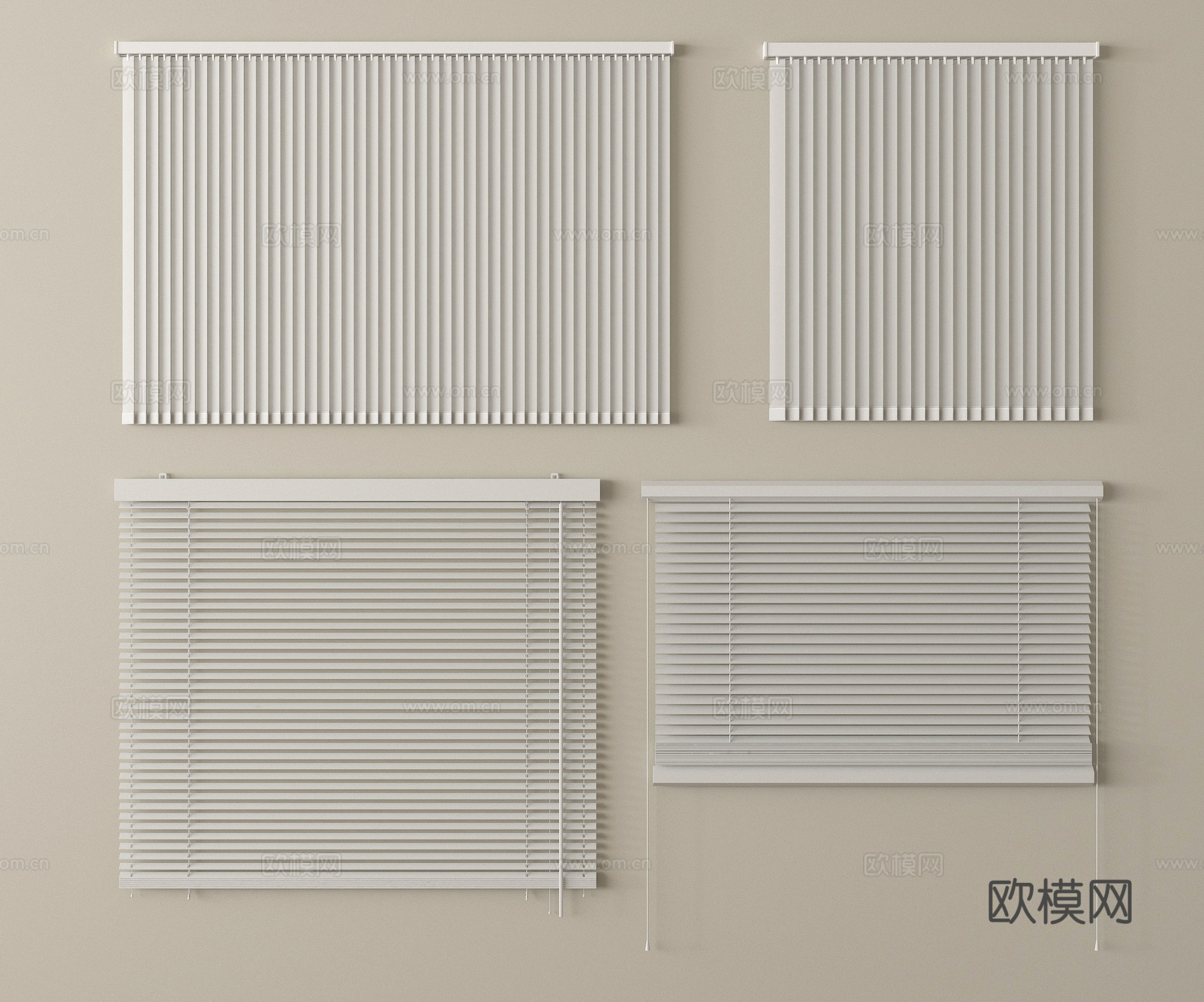 现代百叶帘 卷帘 窗帘su模型