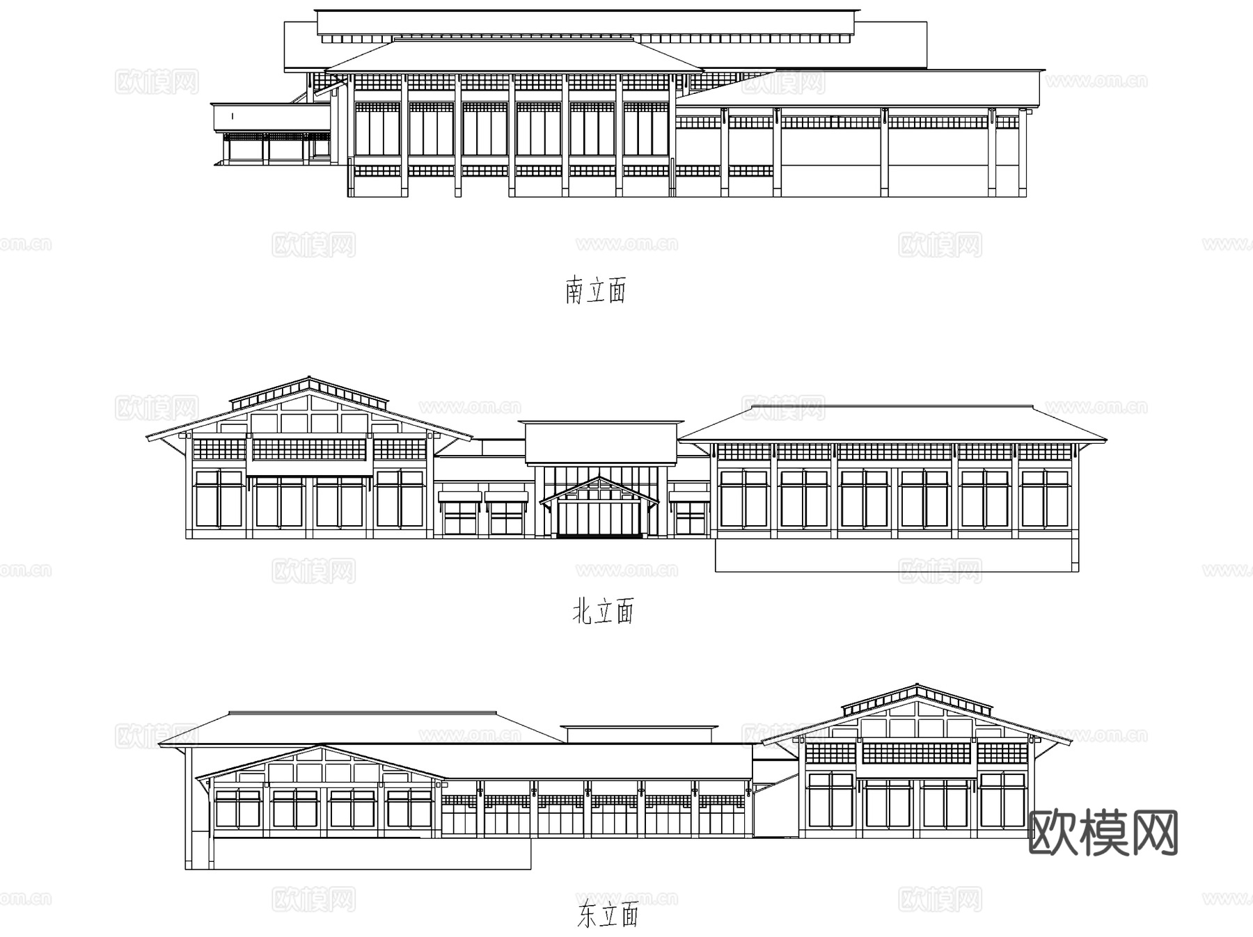 旅游度假商业会所综合体建筑CAD施工图+SU素模cad施工图