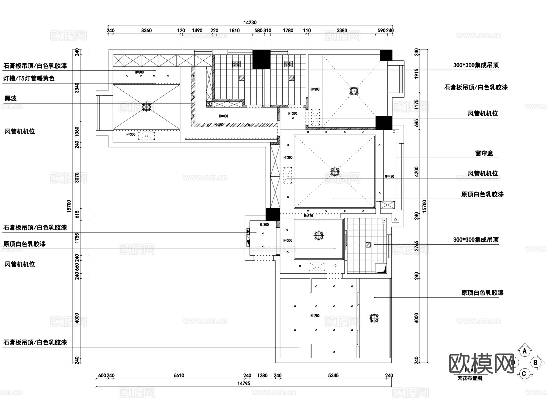 奥山世纪三室两厅两卫室内家装CAD施工图cad施工图