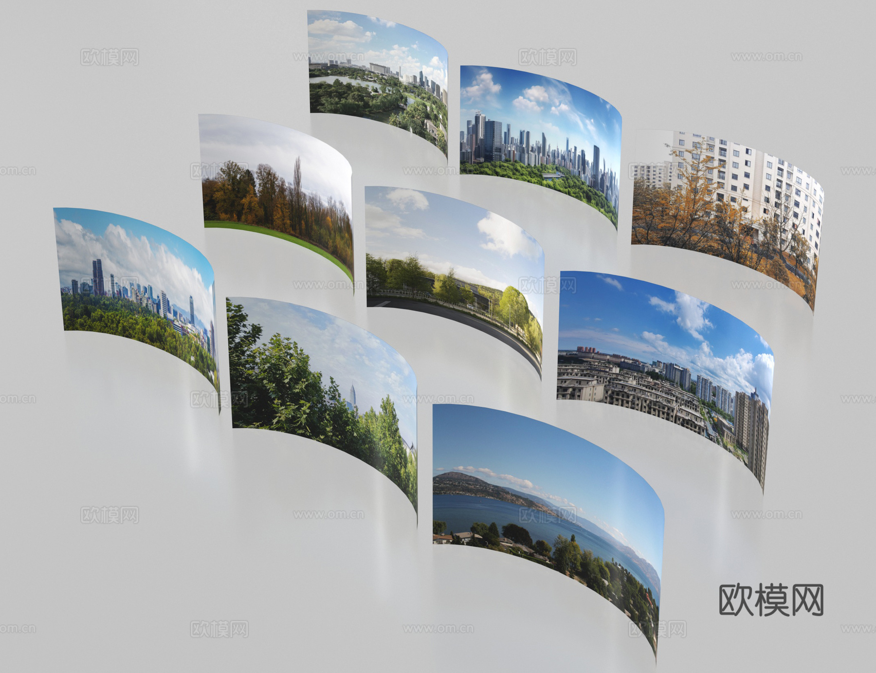 现代景观小品 环绕背景 户外外景 城市背景 背景贴图su模型