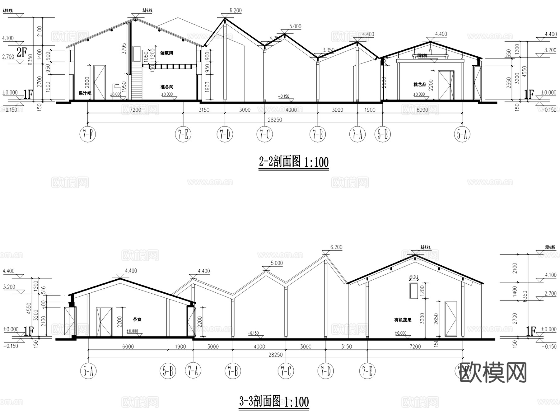 新中式民宿茶室工坊商业建筑CAD施工图+SUcad施工图