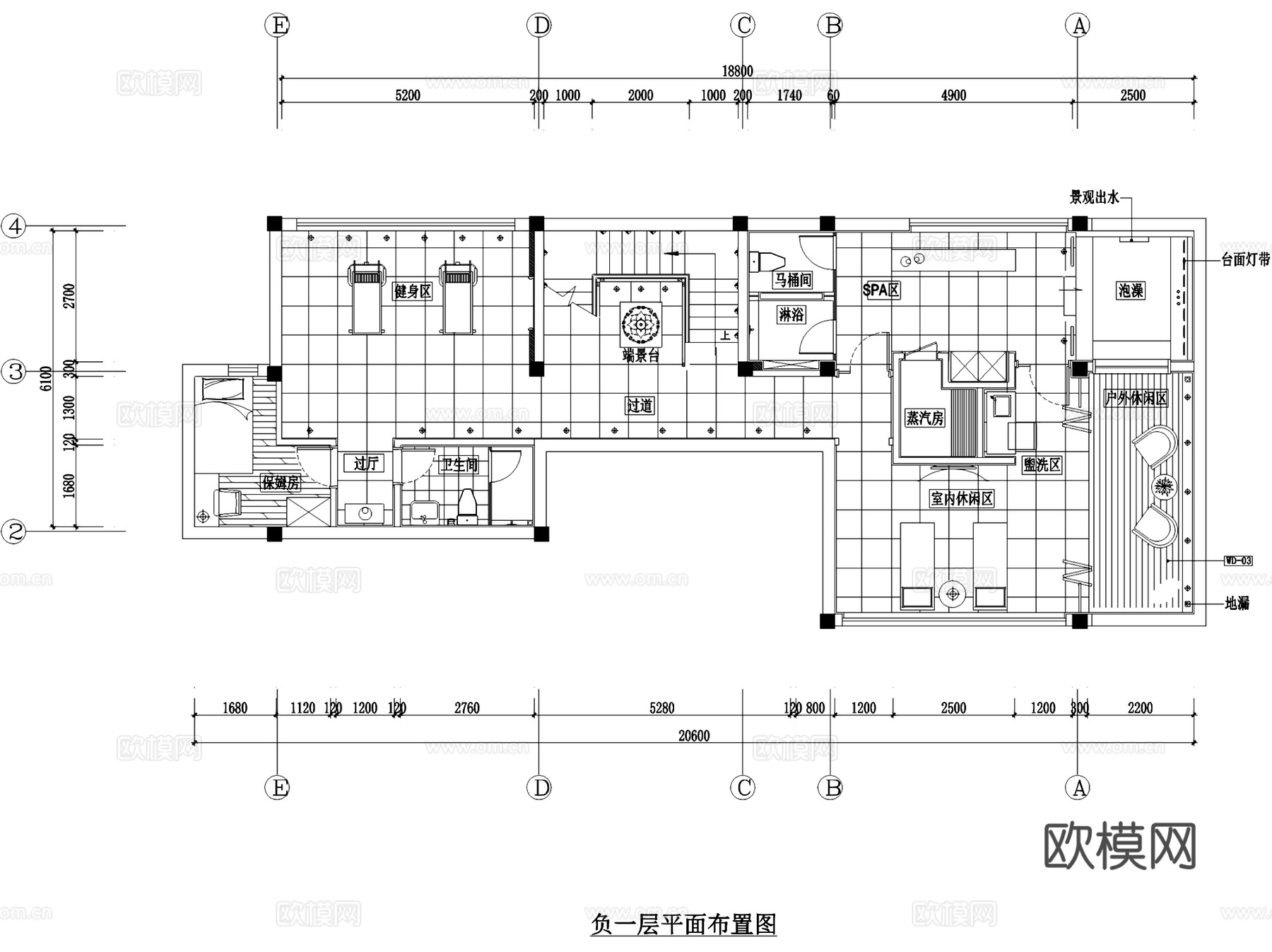 贵谷16#04A5户型二层别墅样板房室内家装CAD施工图cad施工图