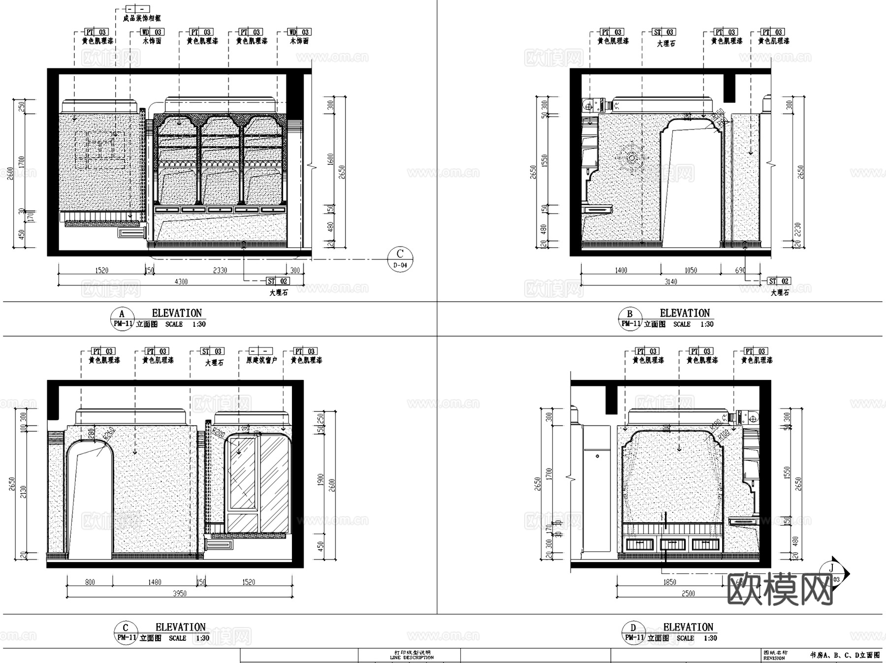 东部现代城花园36#A户型地中海风格样板房室内家装施工图cad施工图