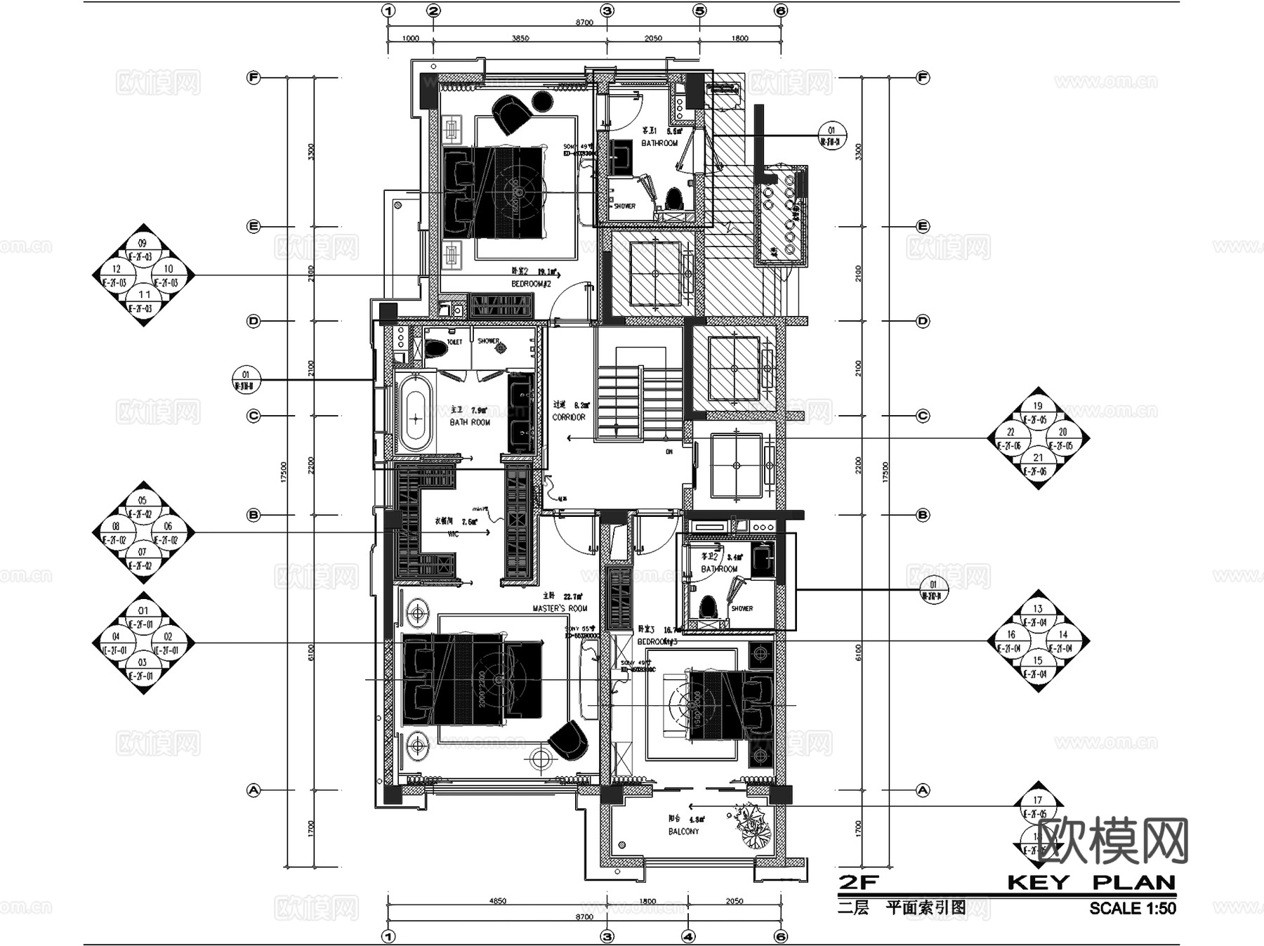 方兴上海大宁东区下叠墅A-1a户型室内家装CAD施工图cad施工图