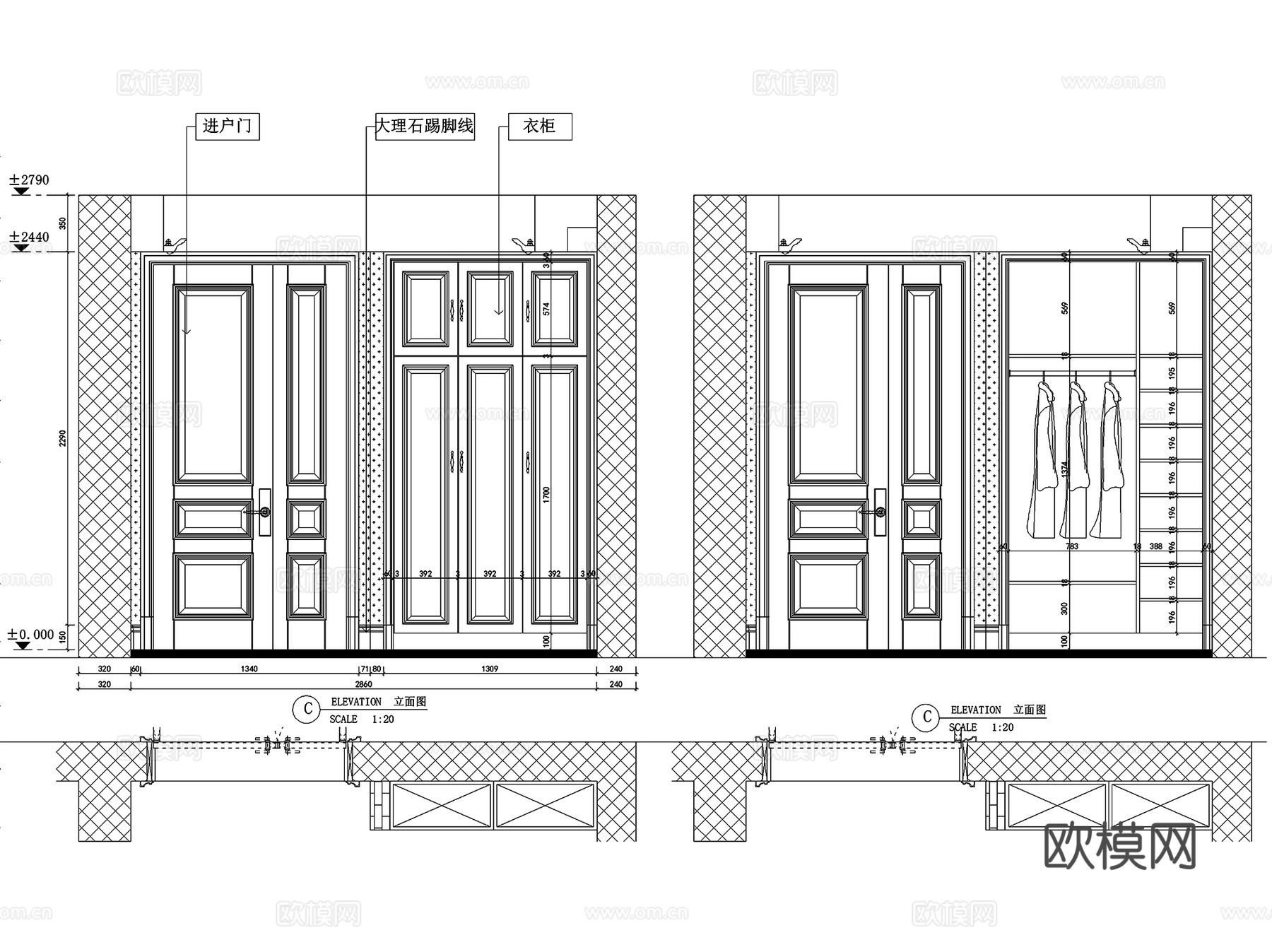 揽月苑6#201三室两厅两卫室内家装CAD施工图+3Dmaxcad施工图