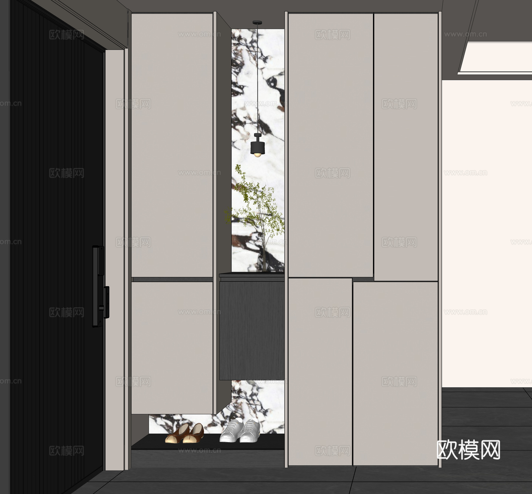 现代入户玄关鞋柜 玄关柜su模型