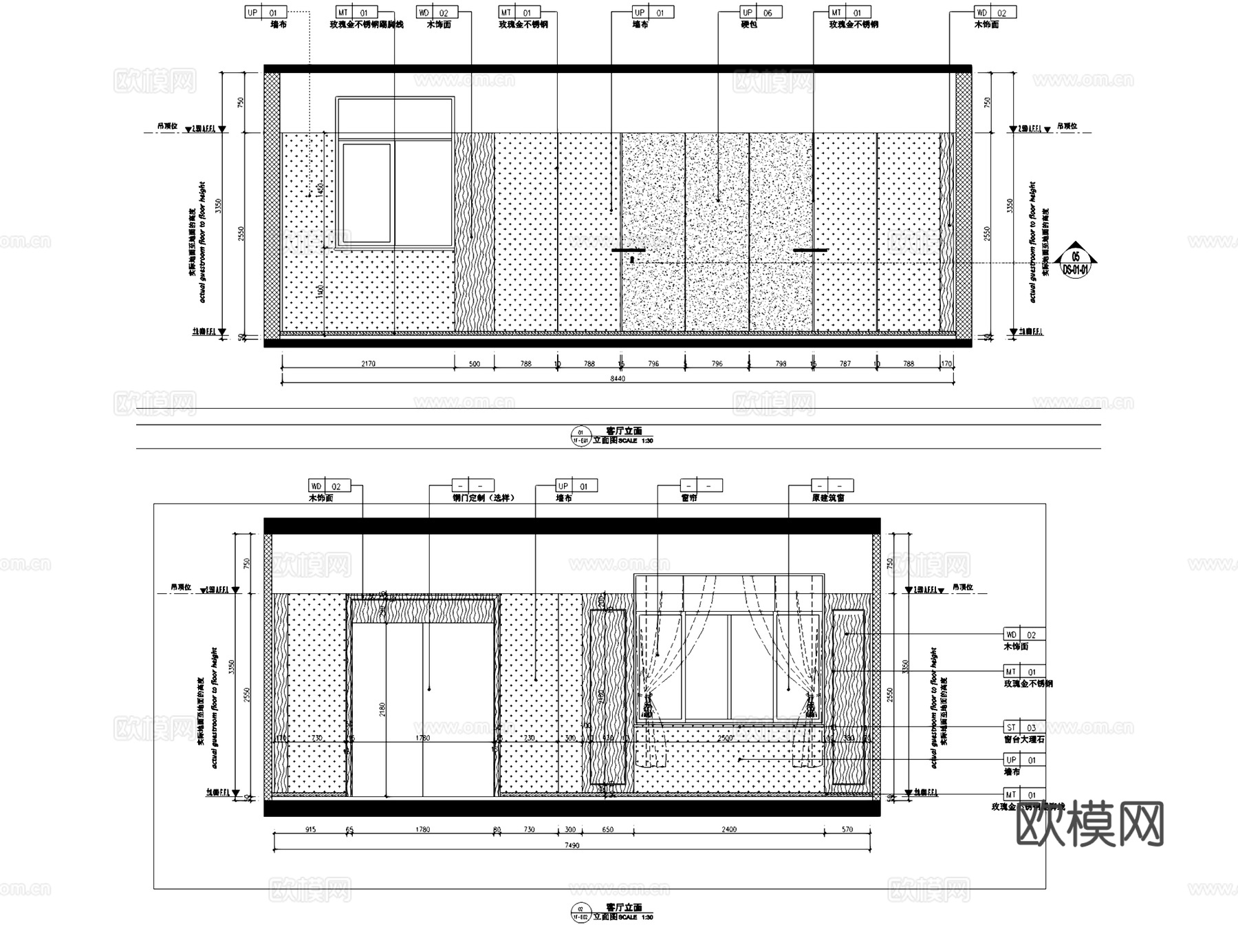 赣州会昌县风景独好园商业街新中式三层别墅室内家装CAD施工图cad施工图