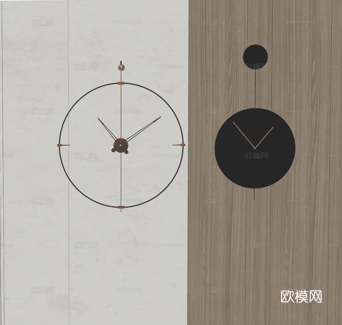 NOOM 现代挂钟 墙饰 钟表su模型