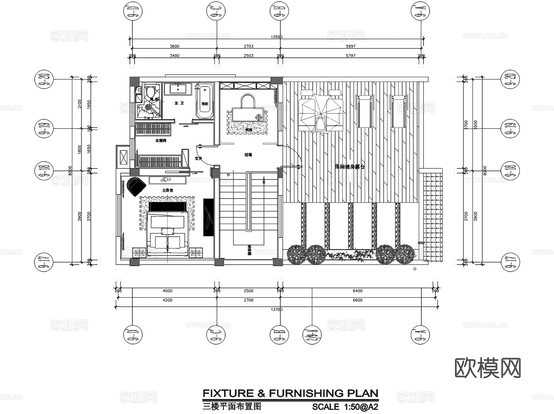 赣州会昌县风景独好园商业街新中式三层别墅室内家装CAD施工图cad施工图