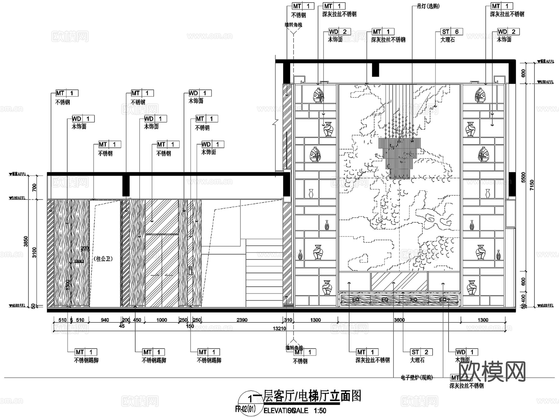 佛山招商依云雍景湾四层别墅样板房室内家装CAD3Dmax模型cad施工图