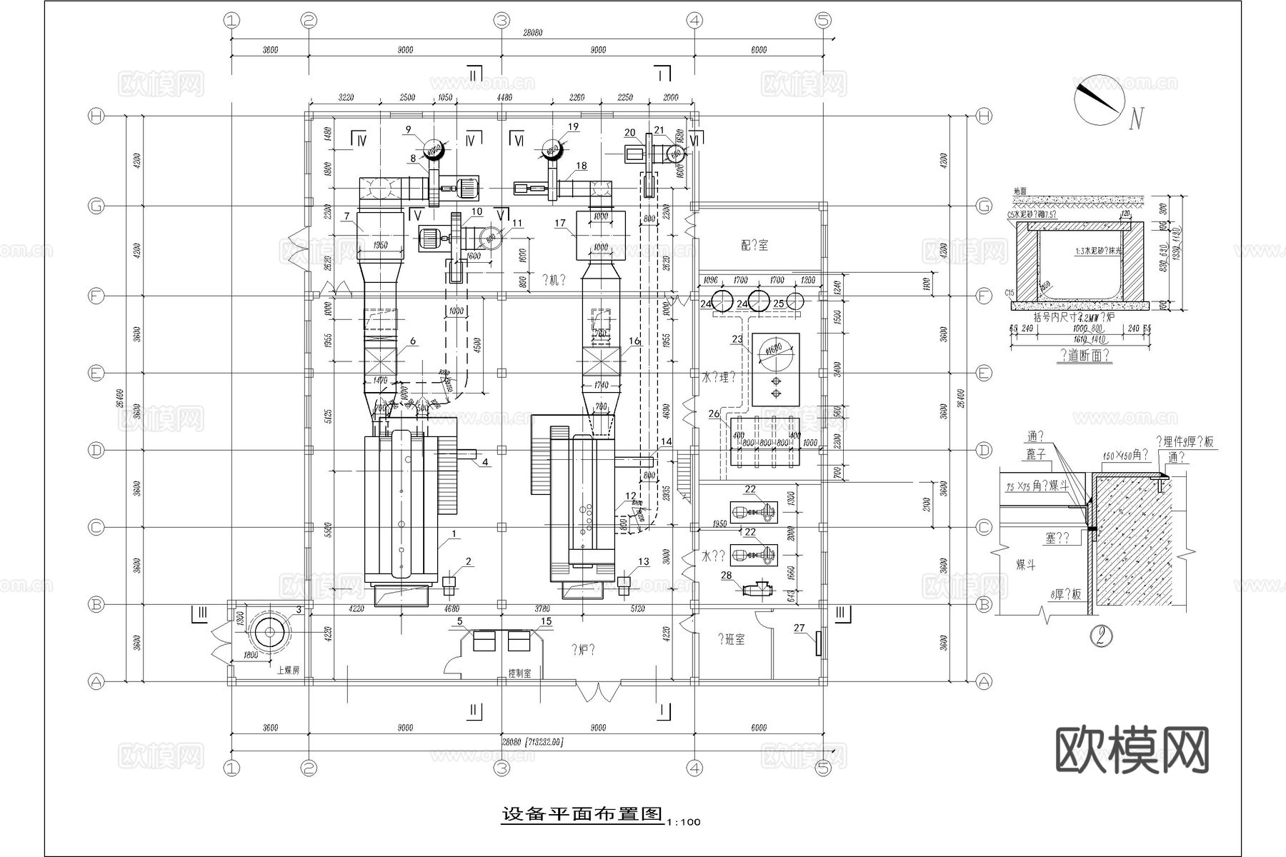 锅炉房 锅炉房建筑 锅炉房电气图 燃气锅炉房cad施工图cad施工图