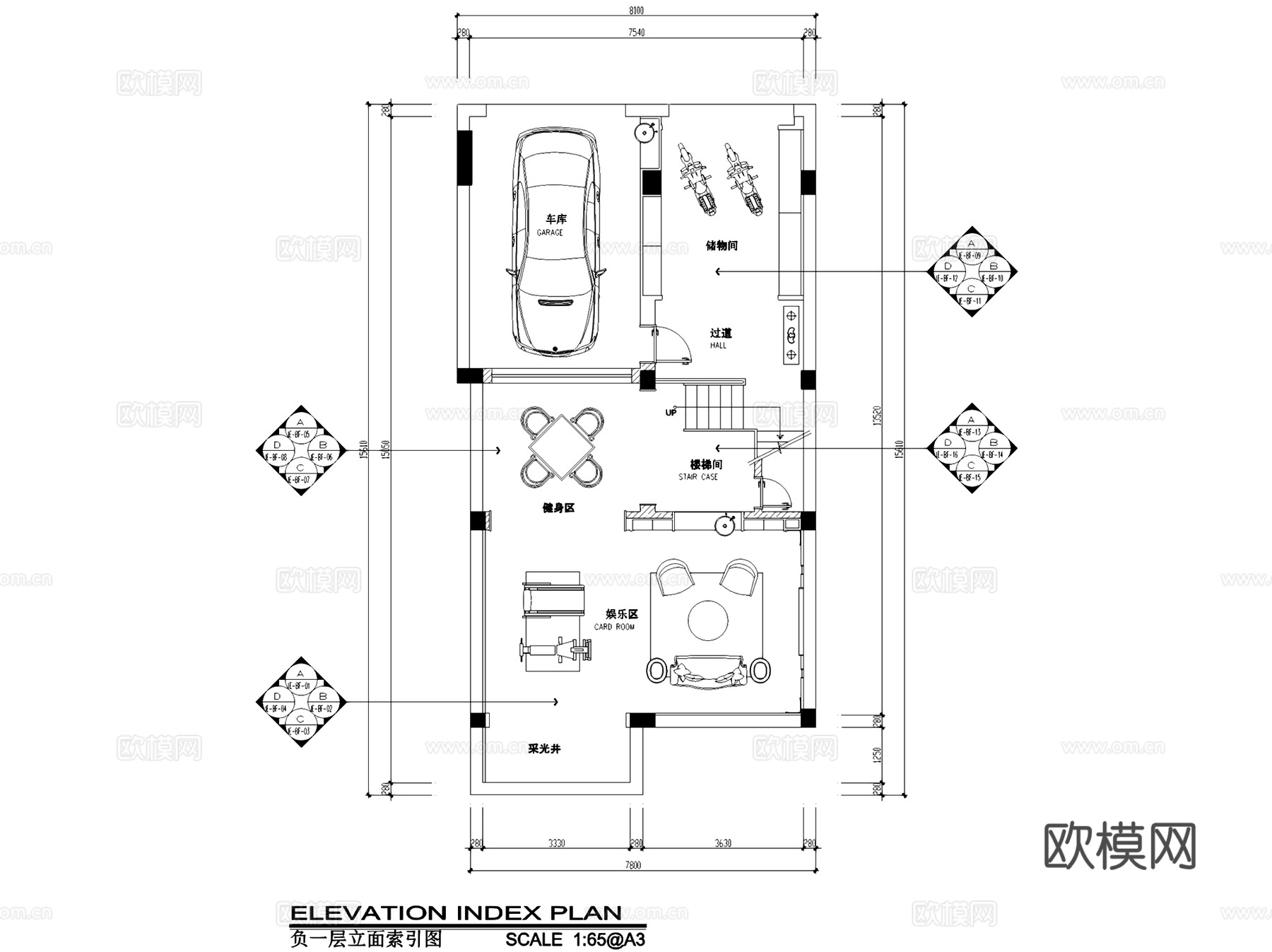 凤鸣湾排屋新中式三层别墅室内家装CAD施工图cad施工图