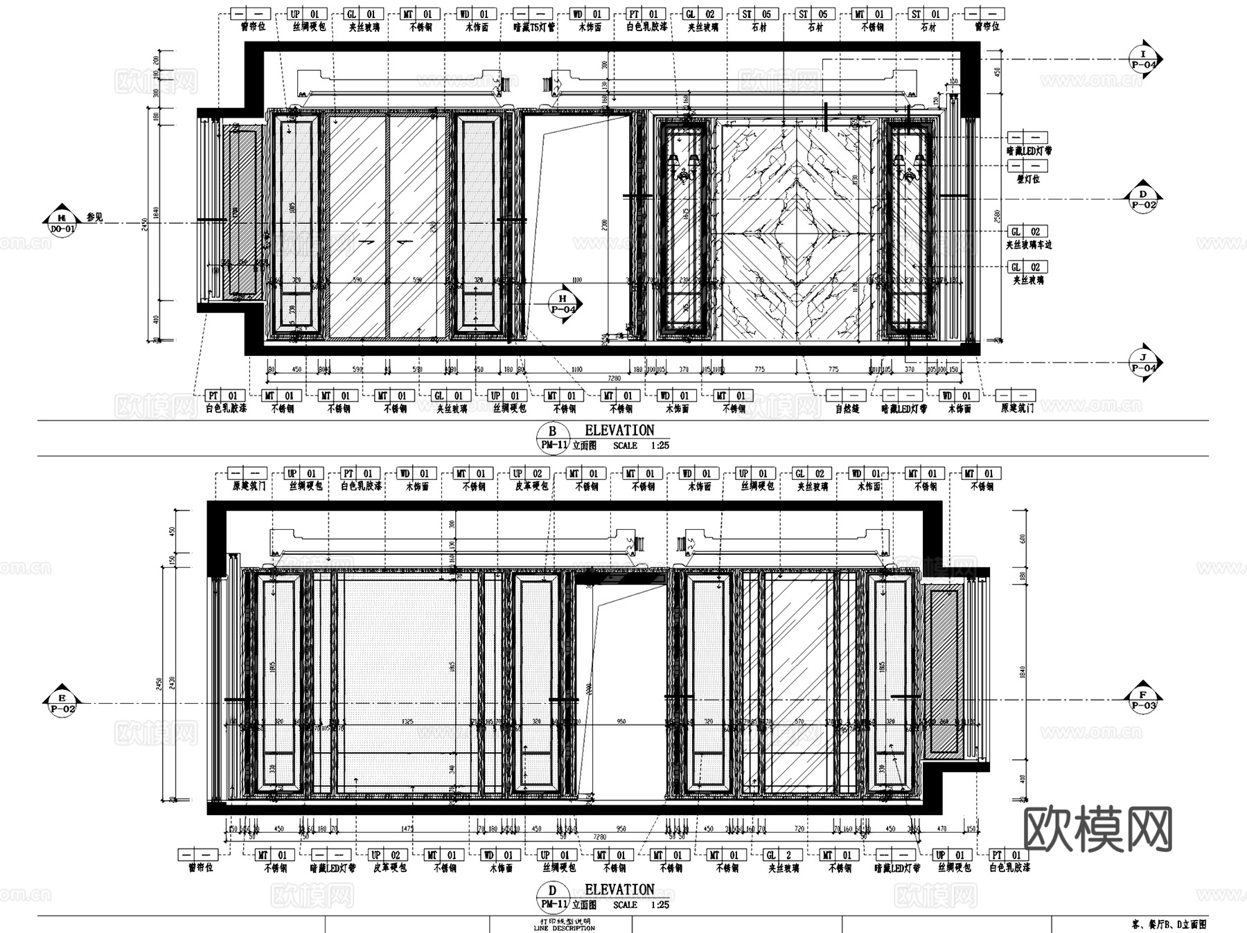 东部现代城花园36栋B户型样板房室内家装+3Dmax模型cad施工图