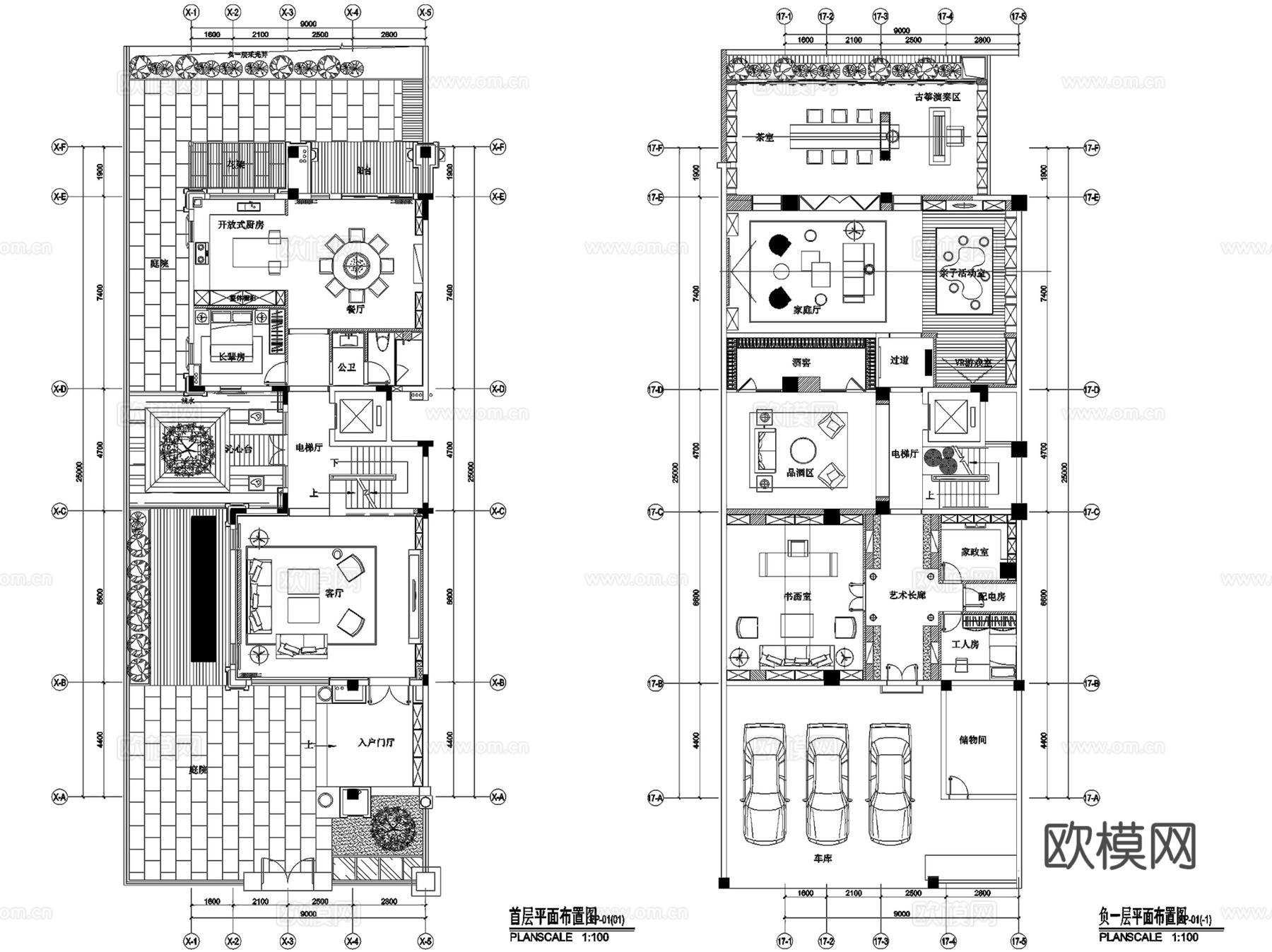 佛山招商依云雍景湾四层别墅样板房室内家装CAD3Dmax模型cad施工图