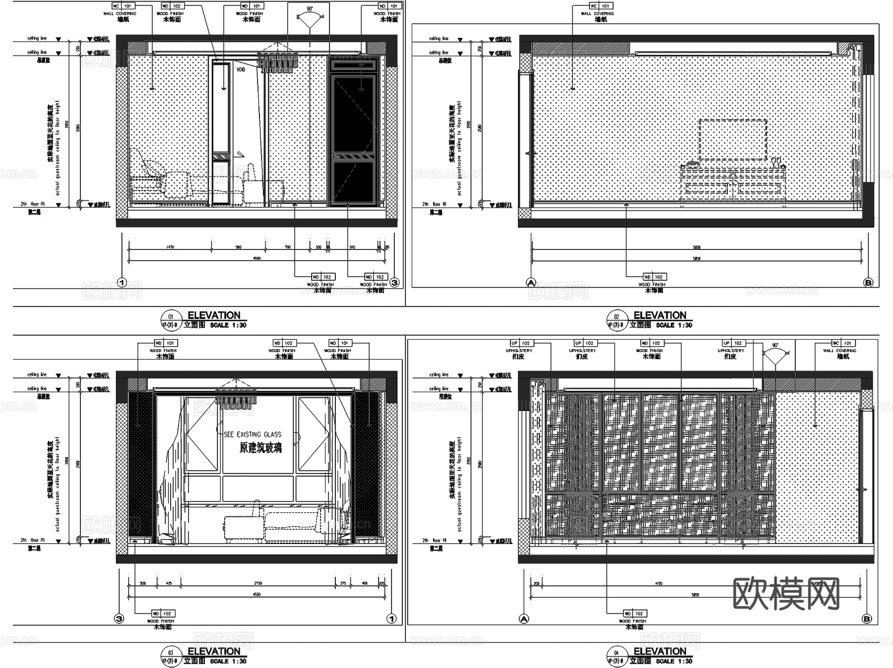 方兴上海大宁东区下叠墅A-1a户型室内家装CAD施工图cad施工图