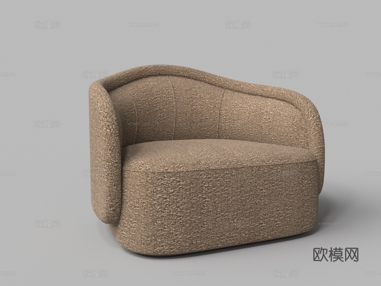 中式绒布单人沙发3d模型下载