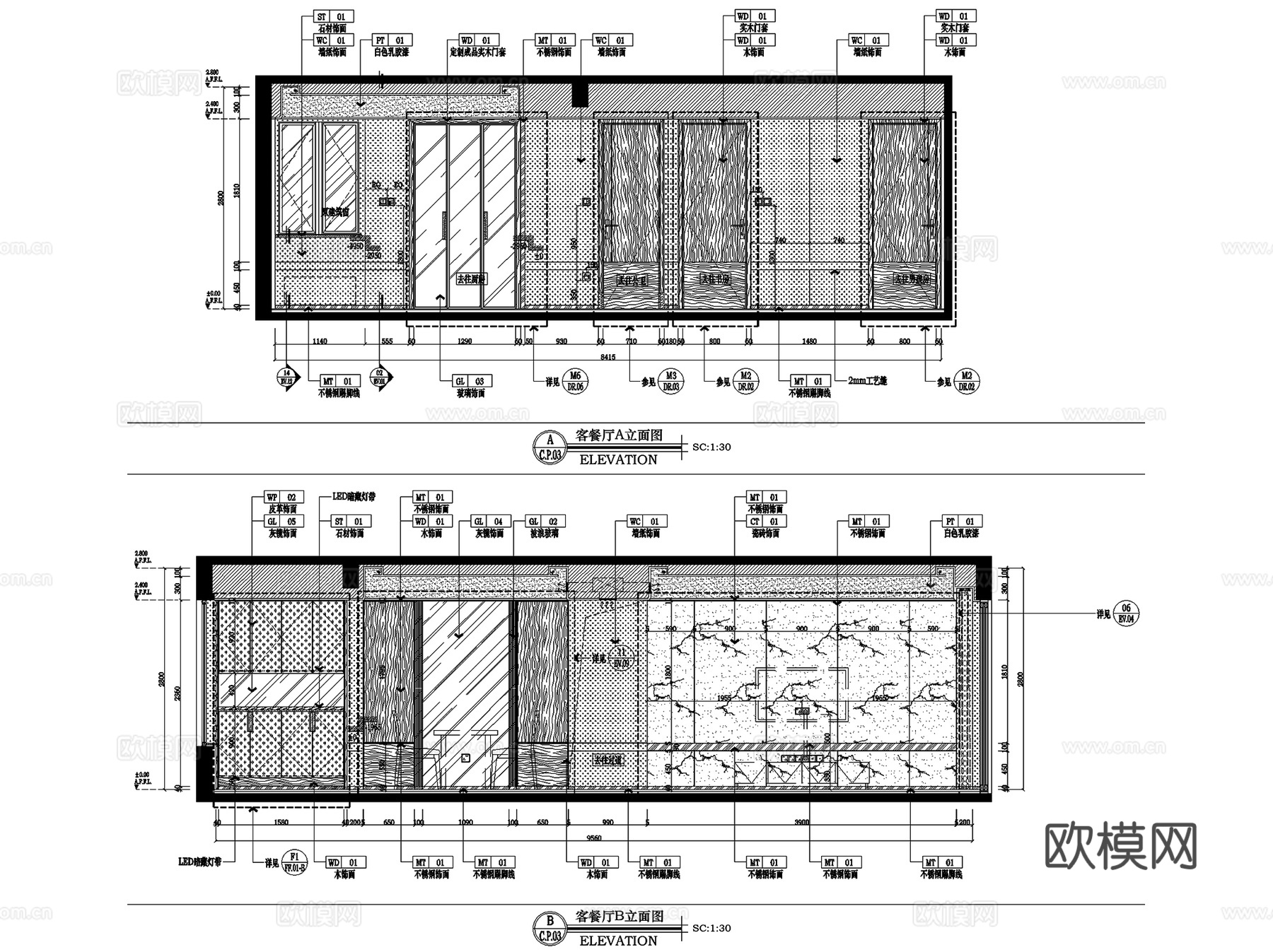 广西建发五象湖央玺样板房C户型室内家装CAD施工图整套cad施工图