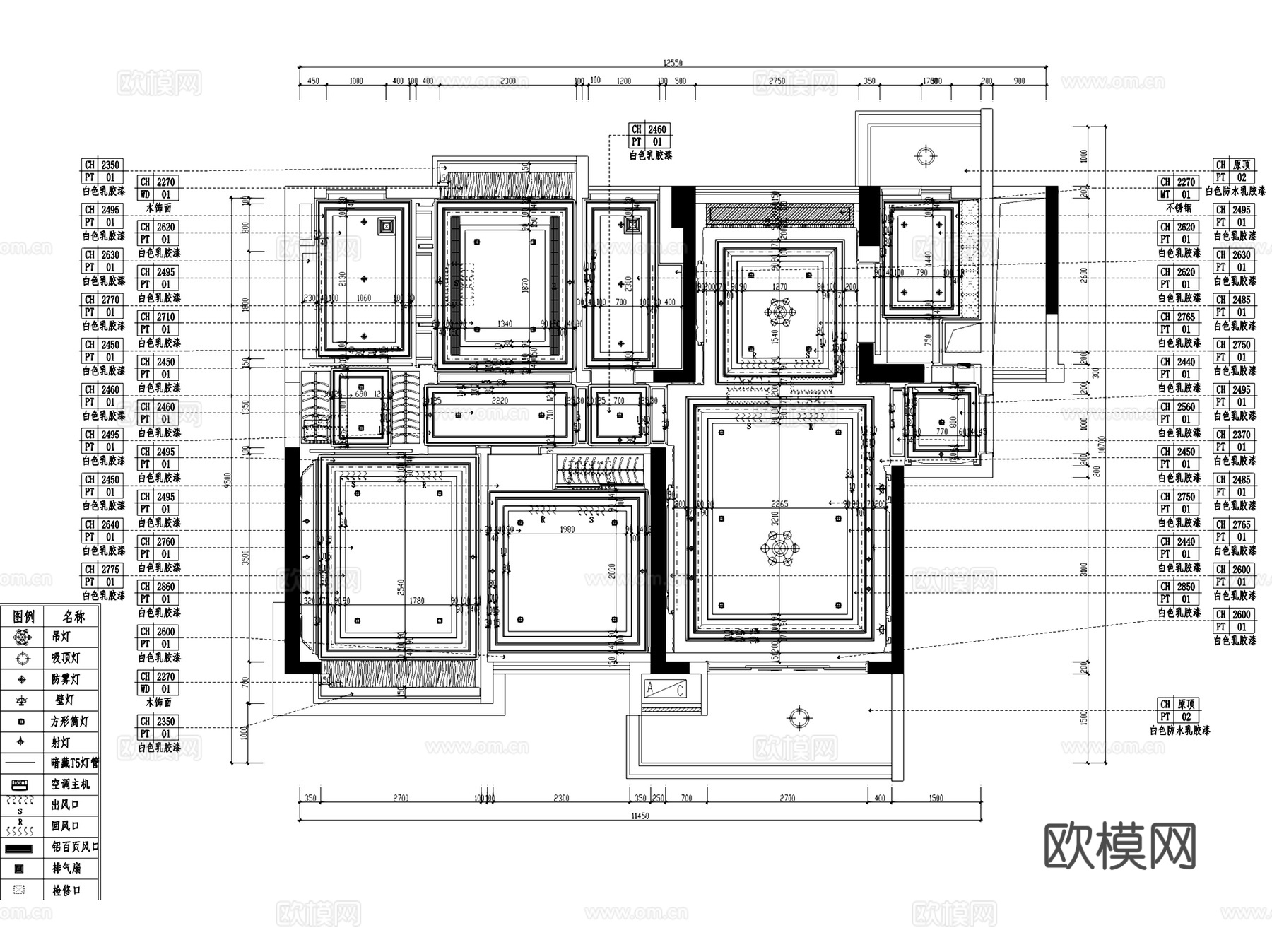 东部现代城花园36栋B户型样板房室内家装+3Dmax模型cad施工图