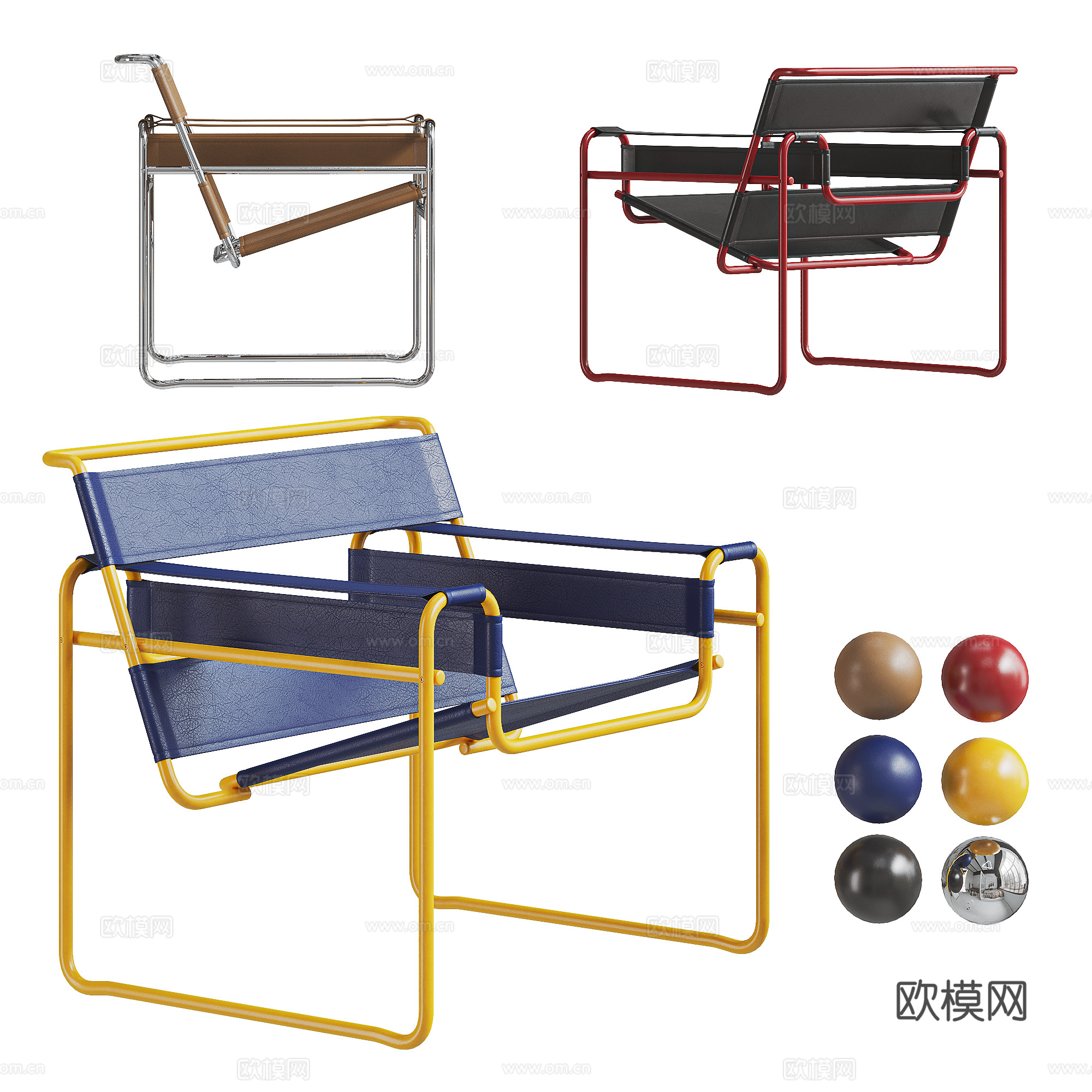 中古包豪斯休闲椅 瓦西里休闲椅 Wassily Chairsu模型