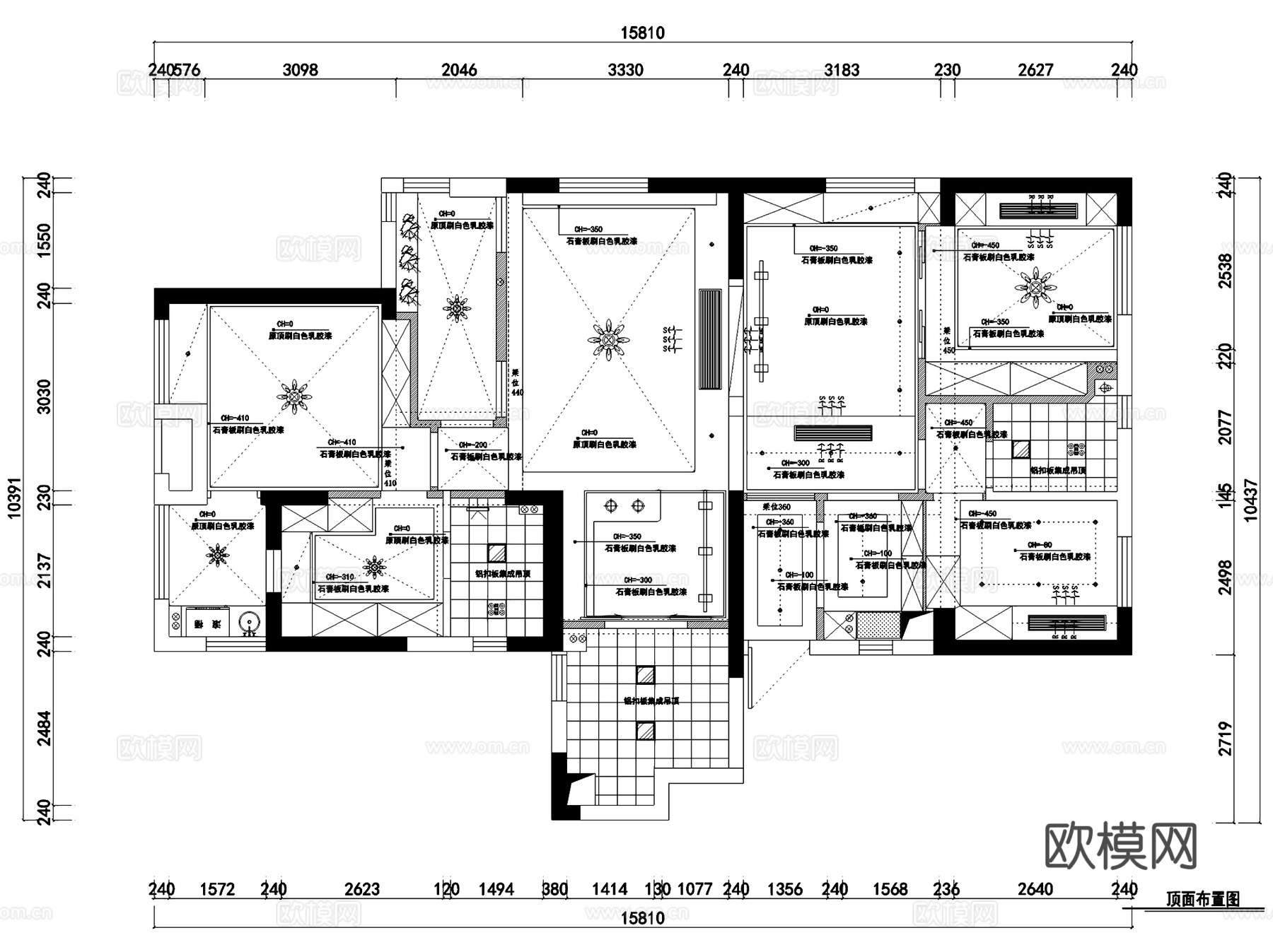 国际百纳三室两厅两卫私宅雅居室内家装CAD施工图cad施工图