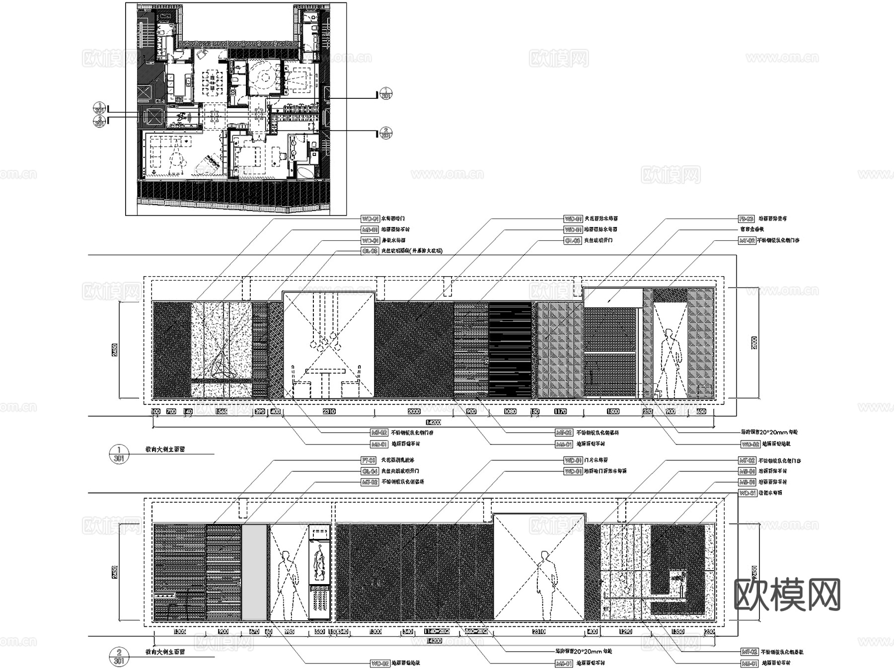 汉京半山公馆3#4#2单元A-D户型室内家装CAD施工图整套cad施工图