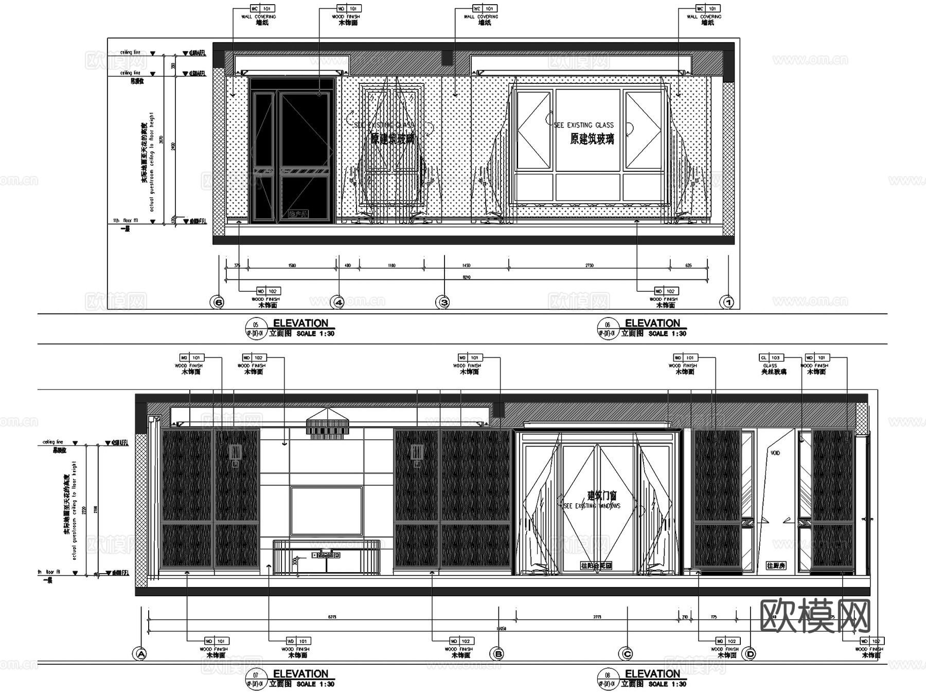 方兴上海大宁东区下叠墅A-1a户型室内家装CAD施工图cad施工图