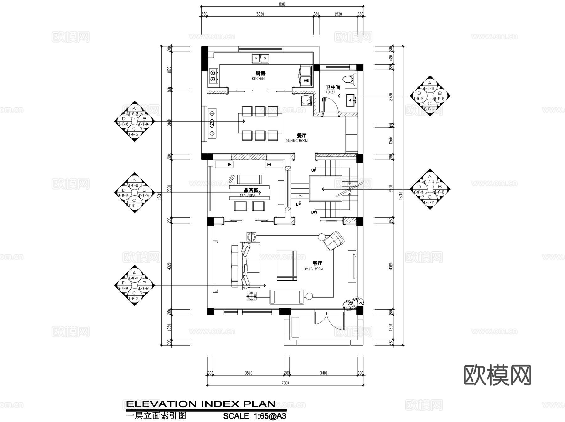 凤鸣湾排屋新中式三层别墅室内家装CAD施工图cad施工图