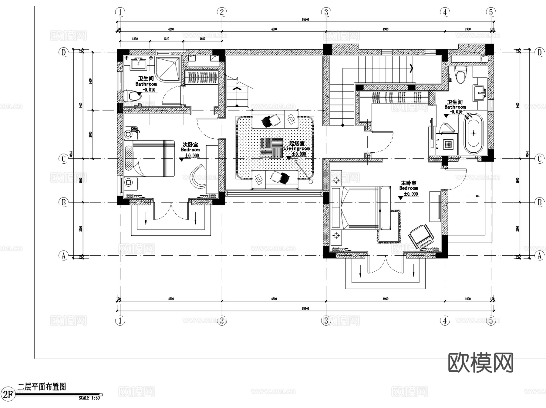 海南琼海美岭湖一期三层别墅室内家装CAD施工图整套cad施工图