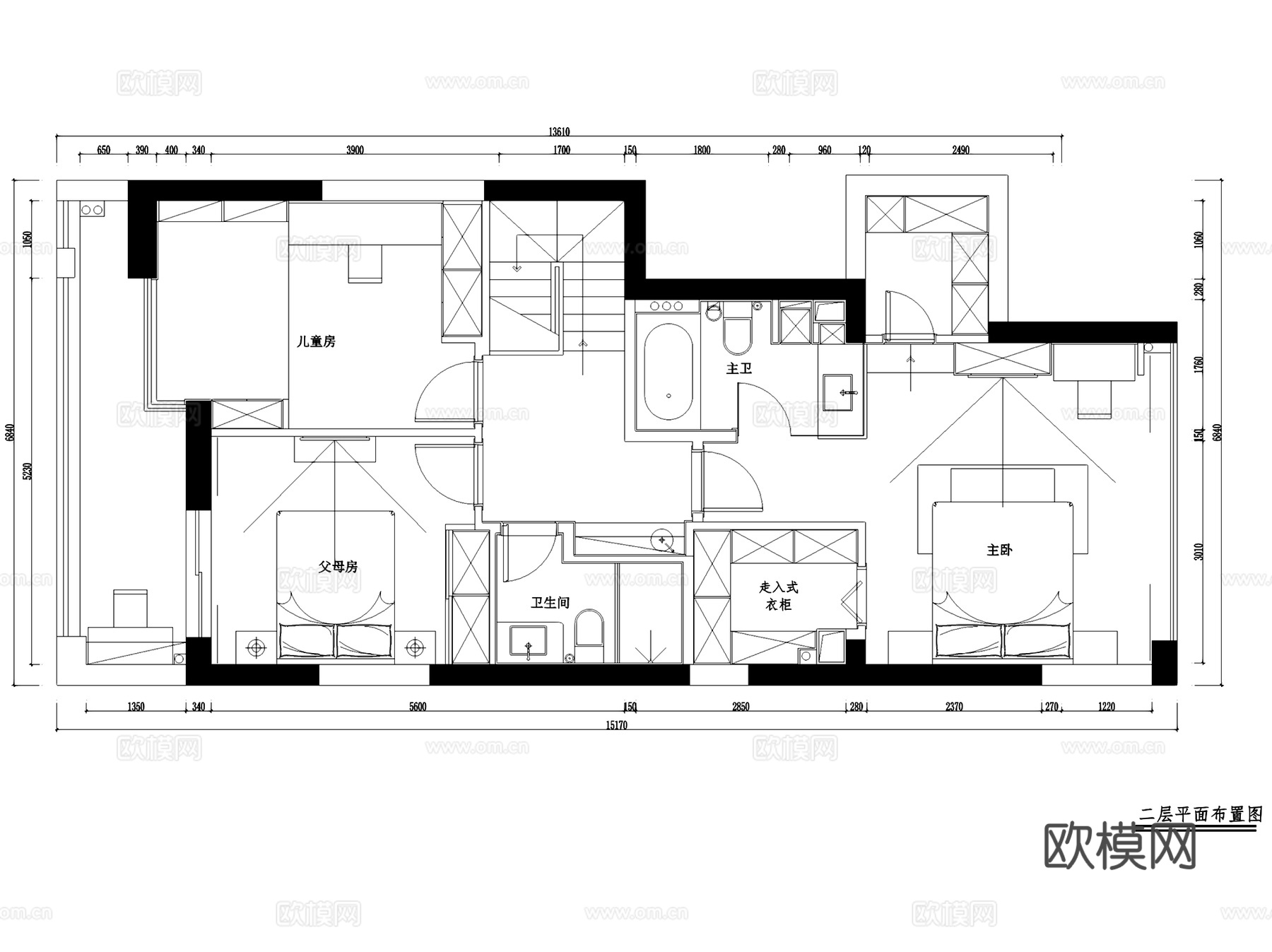 杭州和美家1-2-3101跃层复式室内家装CAD施工图cad施工图