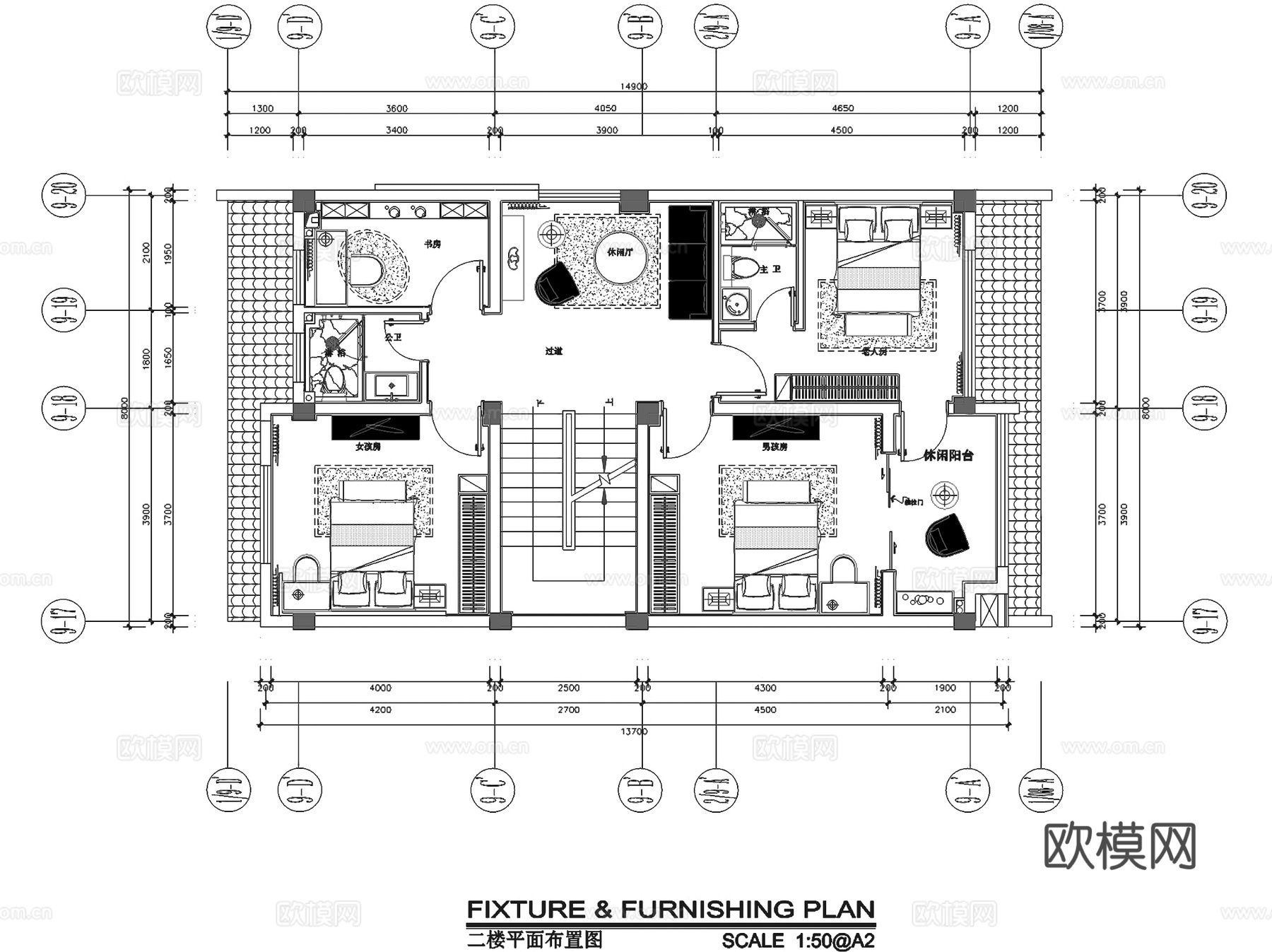 赣州会昌县风景独好园商业街新中式三层别墅室内家装CAD施工图cad施工图