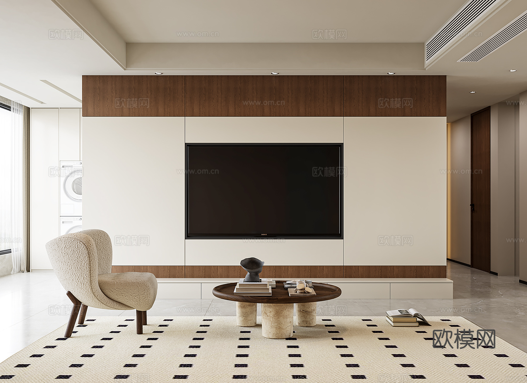 中古风客餐厅3d模型下载（渲染图1）