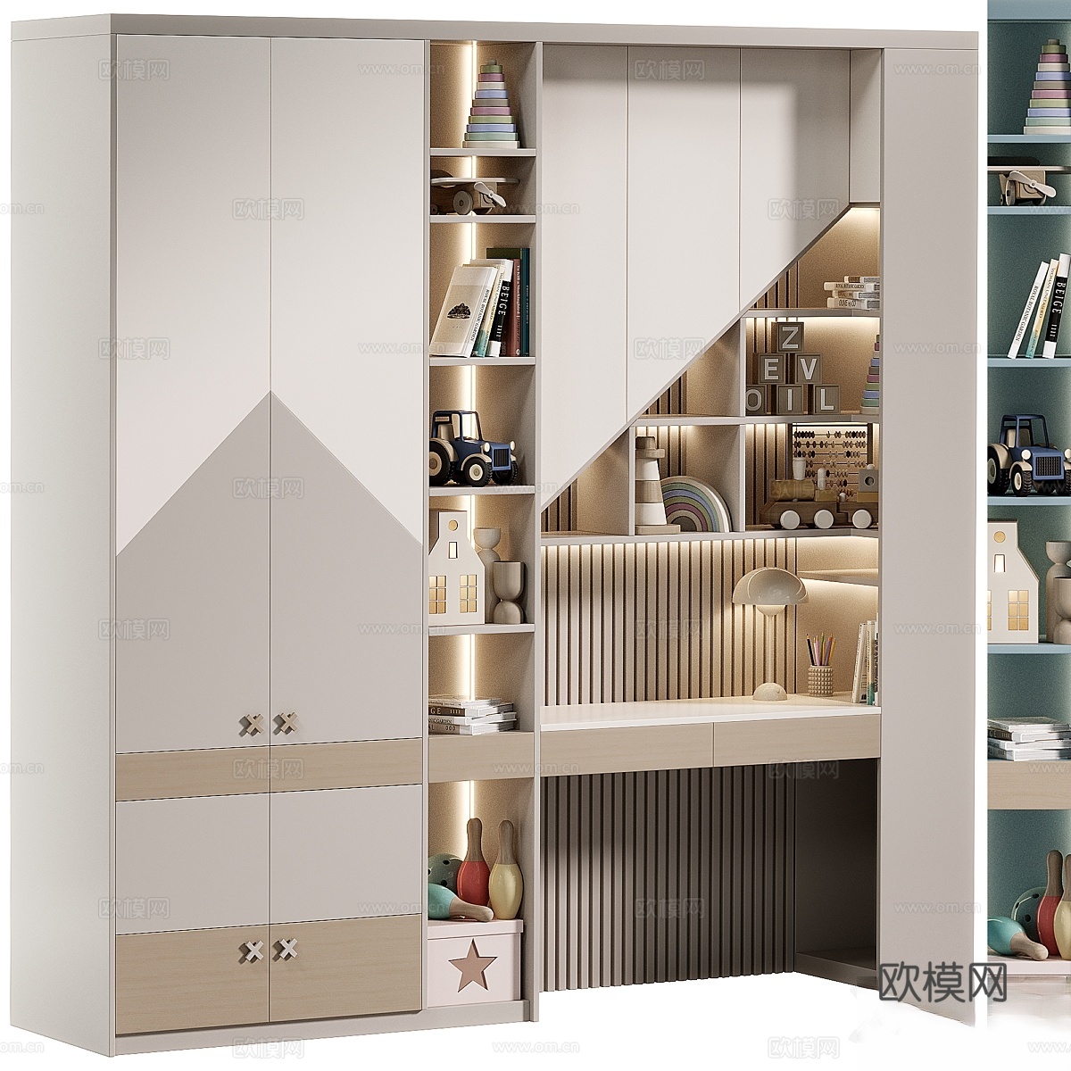 现代风格儿童衣柜 033d模型下载