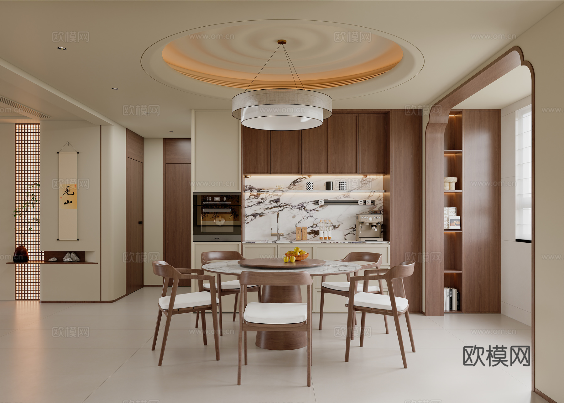 中古风客餐厅3d模型下载（渲染图5）