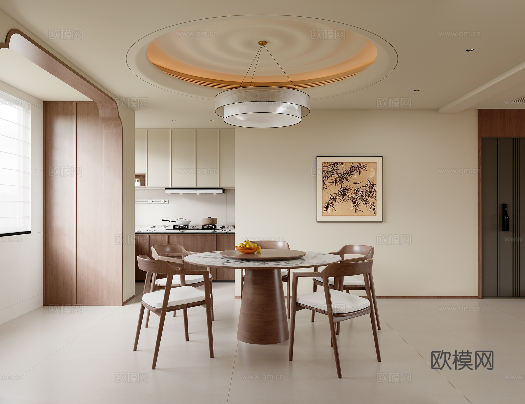中古风客餐厅3d模型下载（渲染图3）