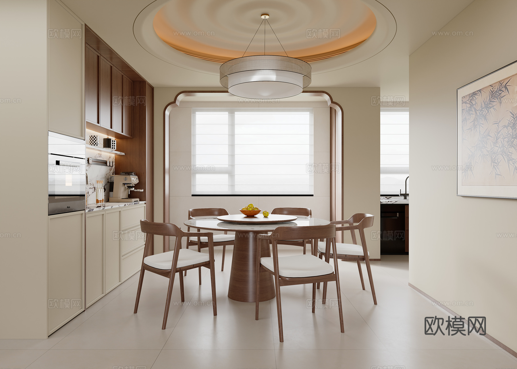 中古风客餐厅3d模型下载（渲染图4）