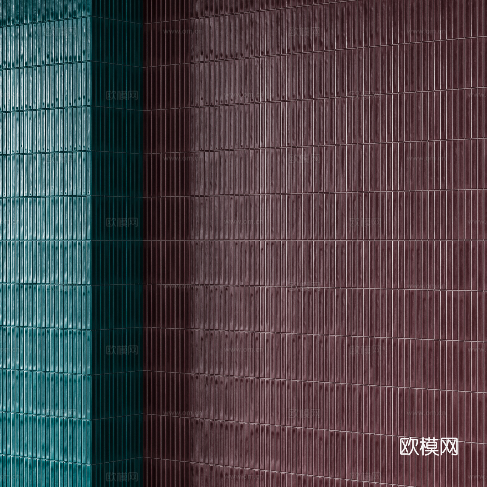 手工砖 釉面砖 长方形小砖 复古蓝色小砖 复古深红色小砖3d模型下载