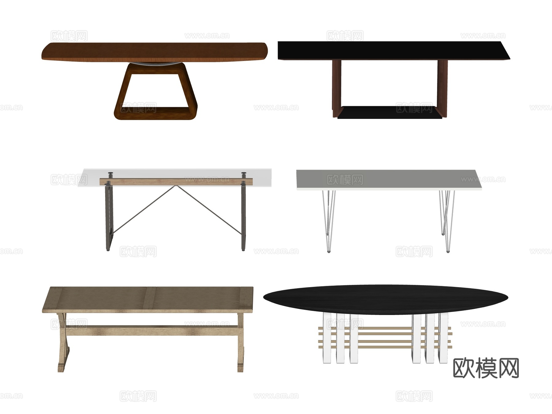 长桌 餐桌 茶桌 会议桌su模型