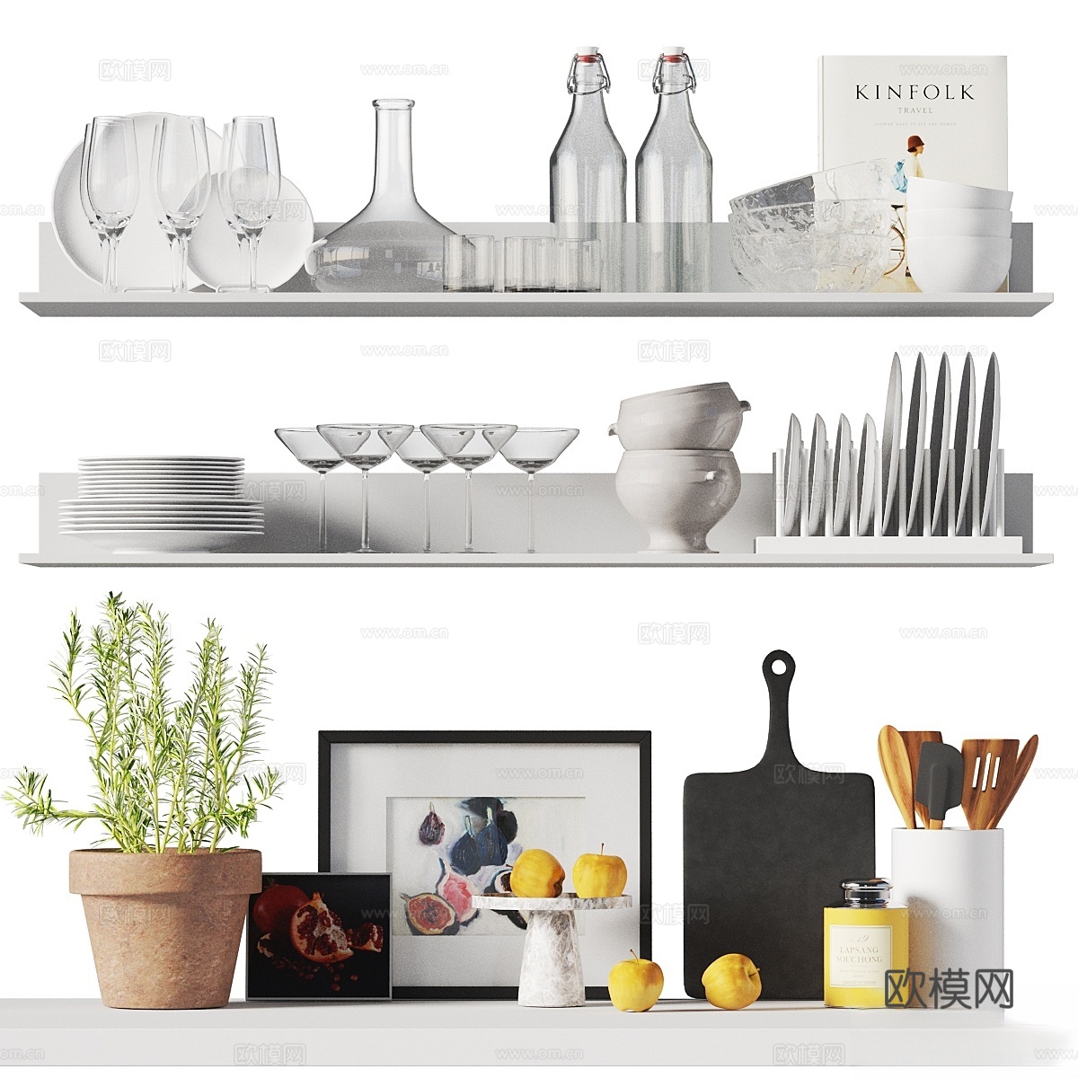 厨房装饰套装163d模型下载