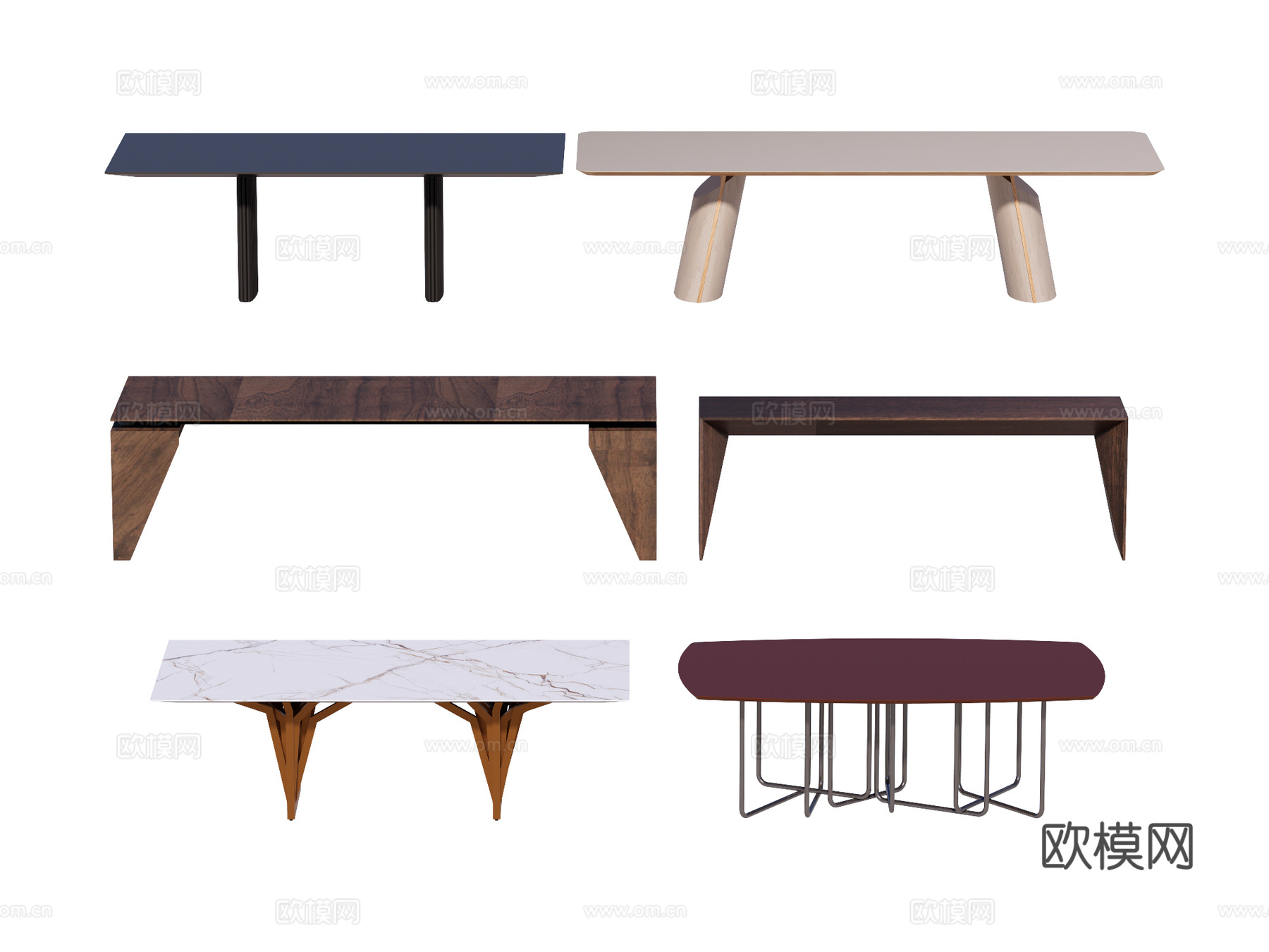 长桌 餐桌 茶桌 会议桌su模型