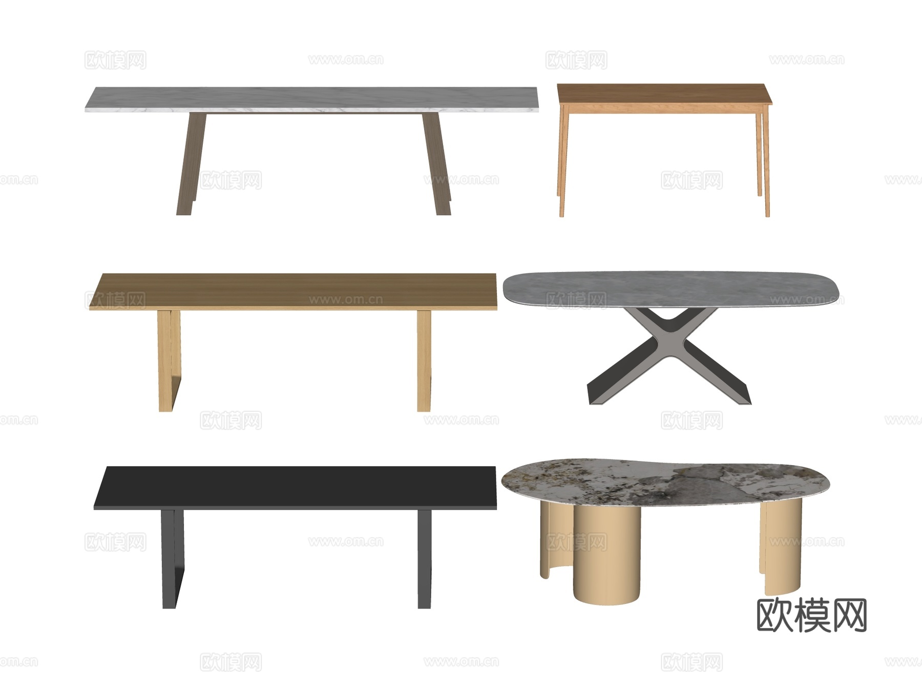 长桌 餐桌 茶桌 会议桌su模型