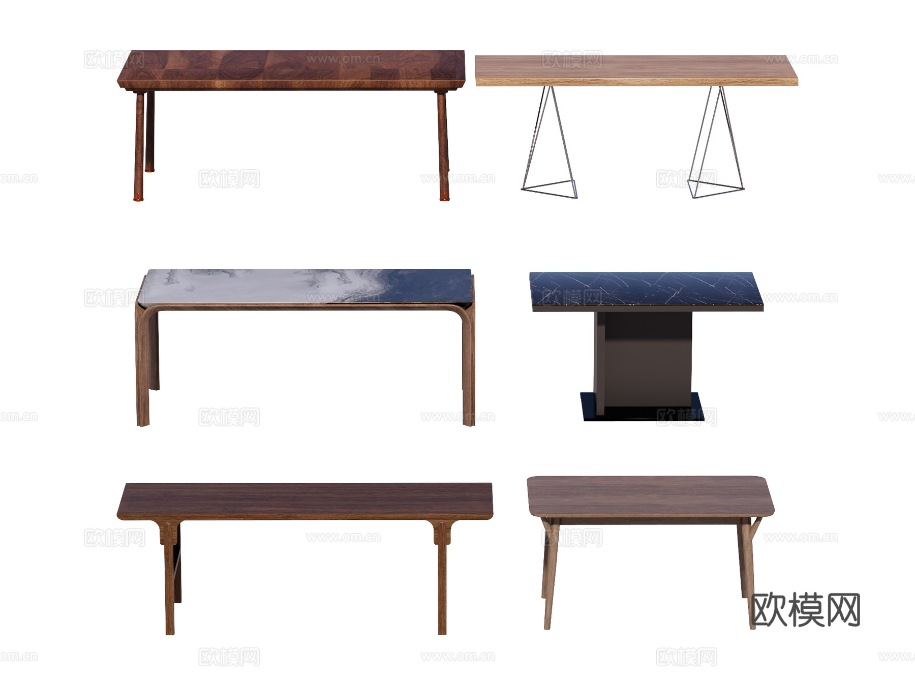 长桌 餐桌 茶桌 会议桌su模型