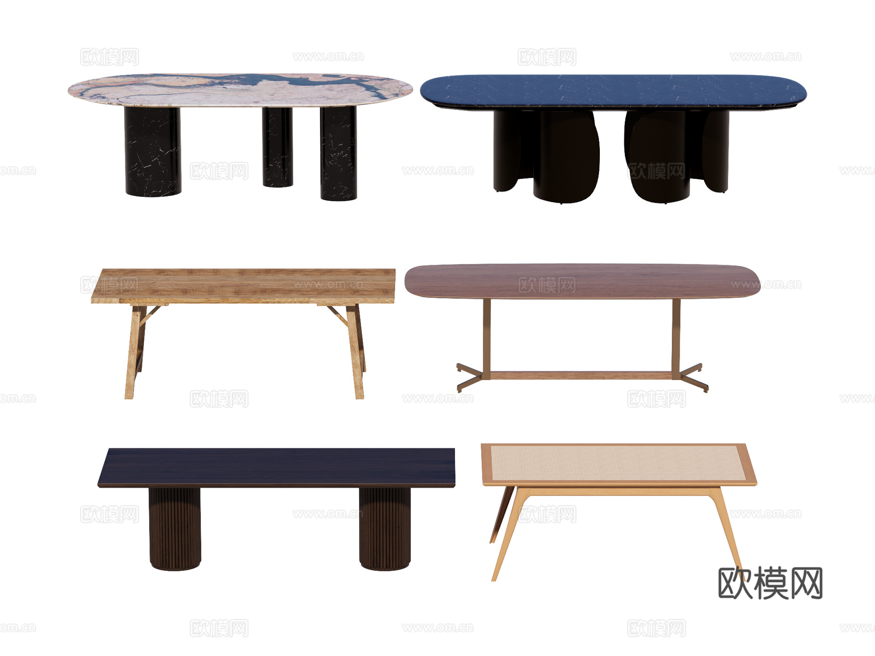长桌 餐桌 茶桌 会议桌su模型