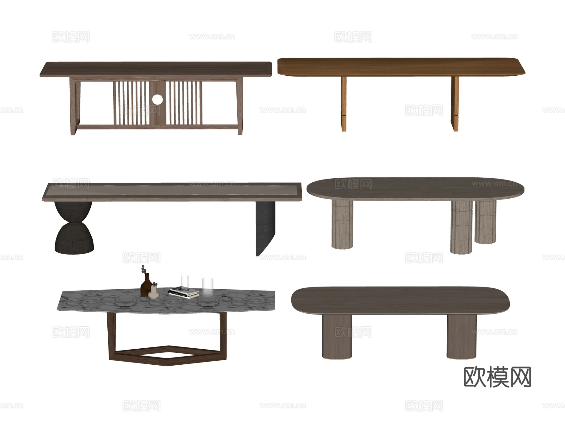 长桌 餐桌 茶桌 会议桌su模型
