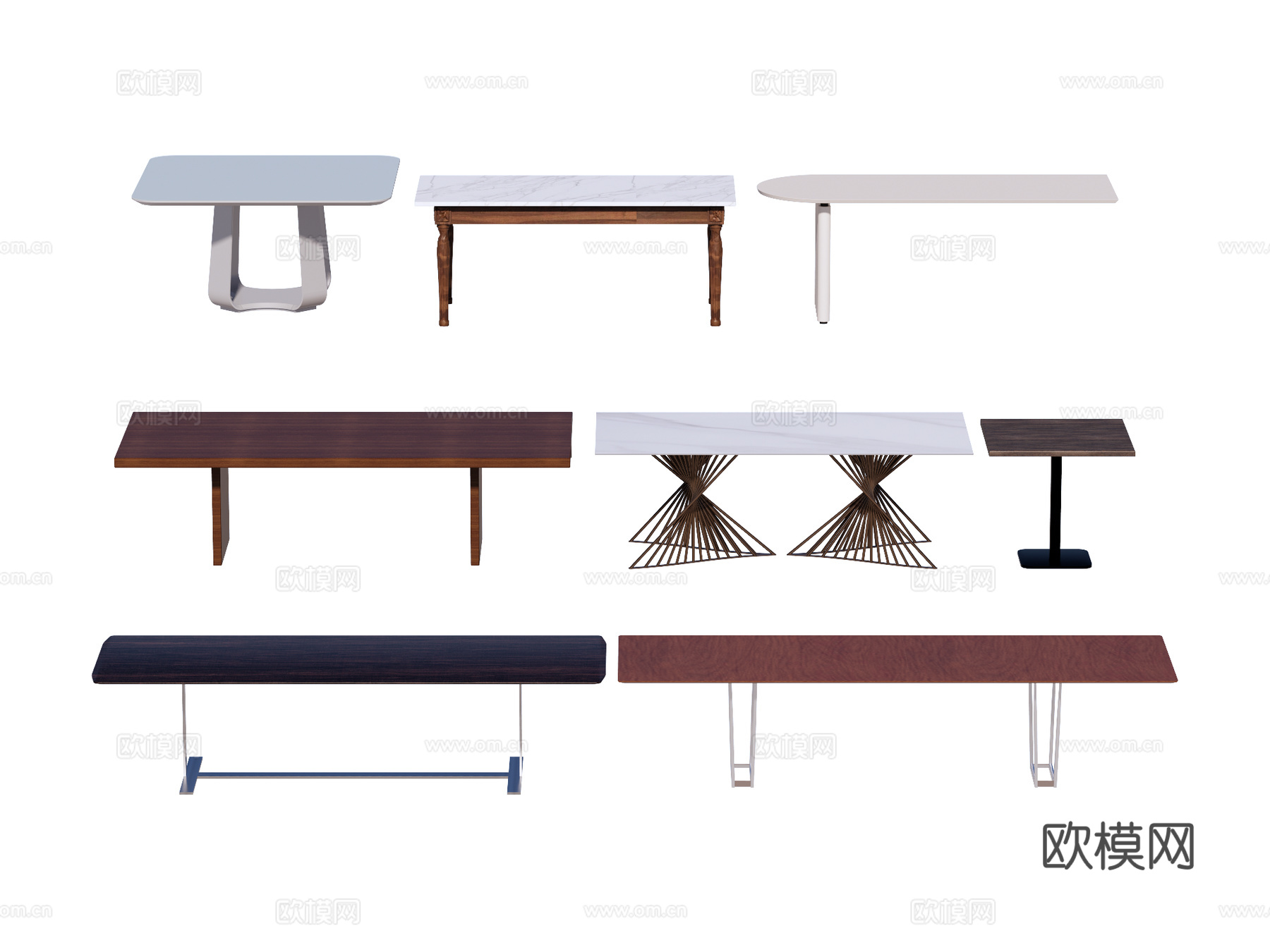 长桌 餐桌 茶桌 会议桌su模型